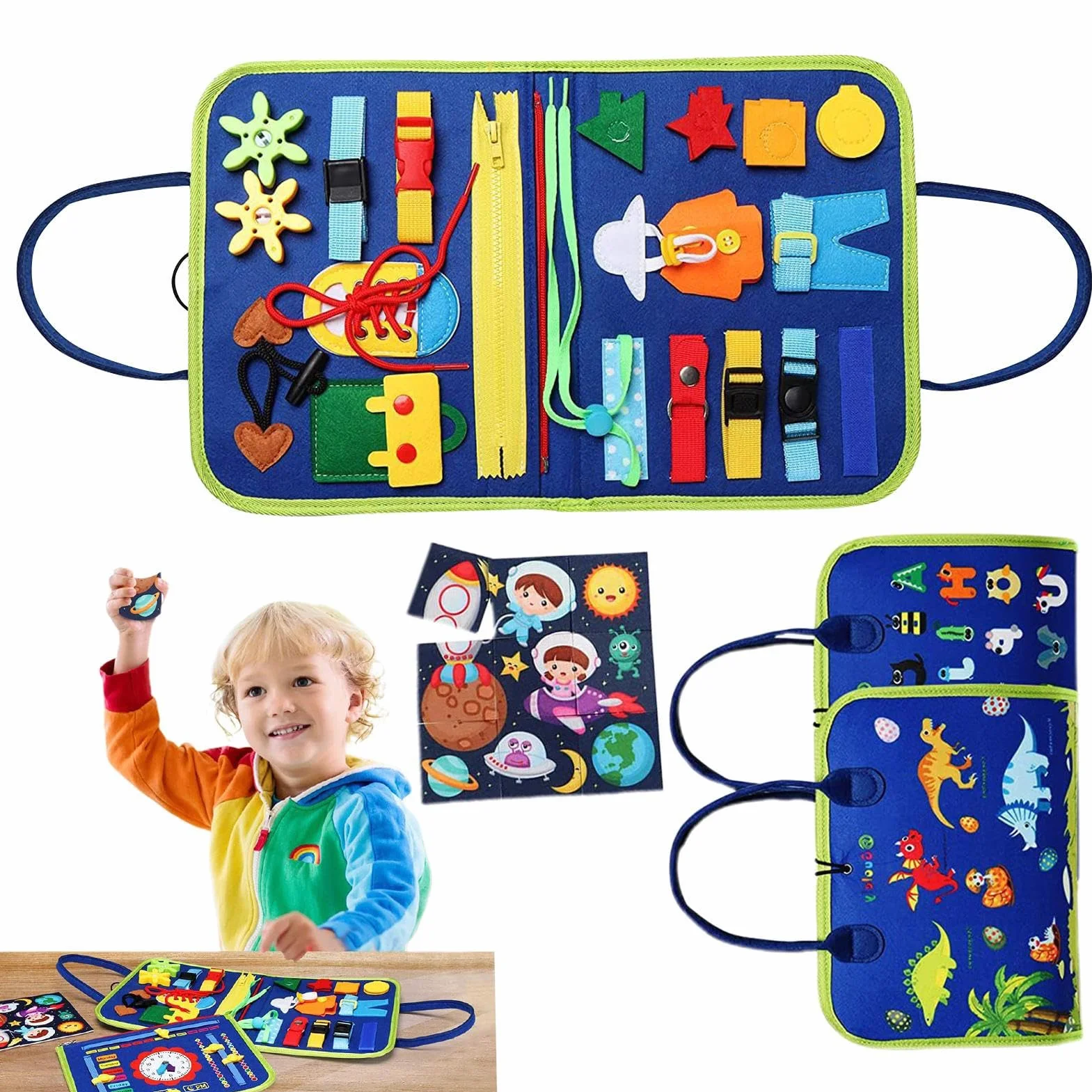Generico Giocattoli Sensoriali Per Bambini - Lavagna Sensoriale Con Libro Morbido E Occupato, Giochi Di Viaggio Su Strada Attività Motorie, Forniture Per L'asilo Giocattolo Per Lo Sviluppo Delle Abili