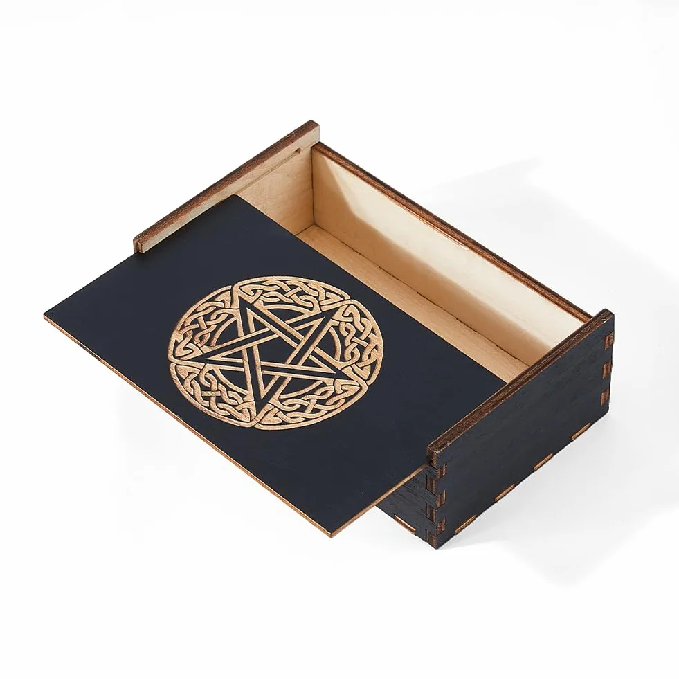DICOSMETIC 1 scatola per carte di tarocchi in legno, piccolo tarocchi, a forma di stella, rettangolare, per la stregoneria, decorazione per la casa