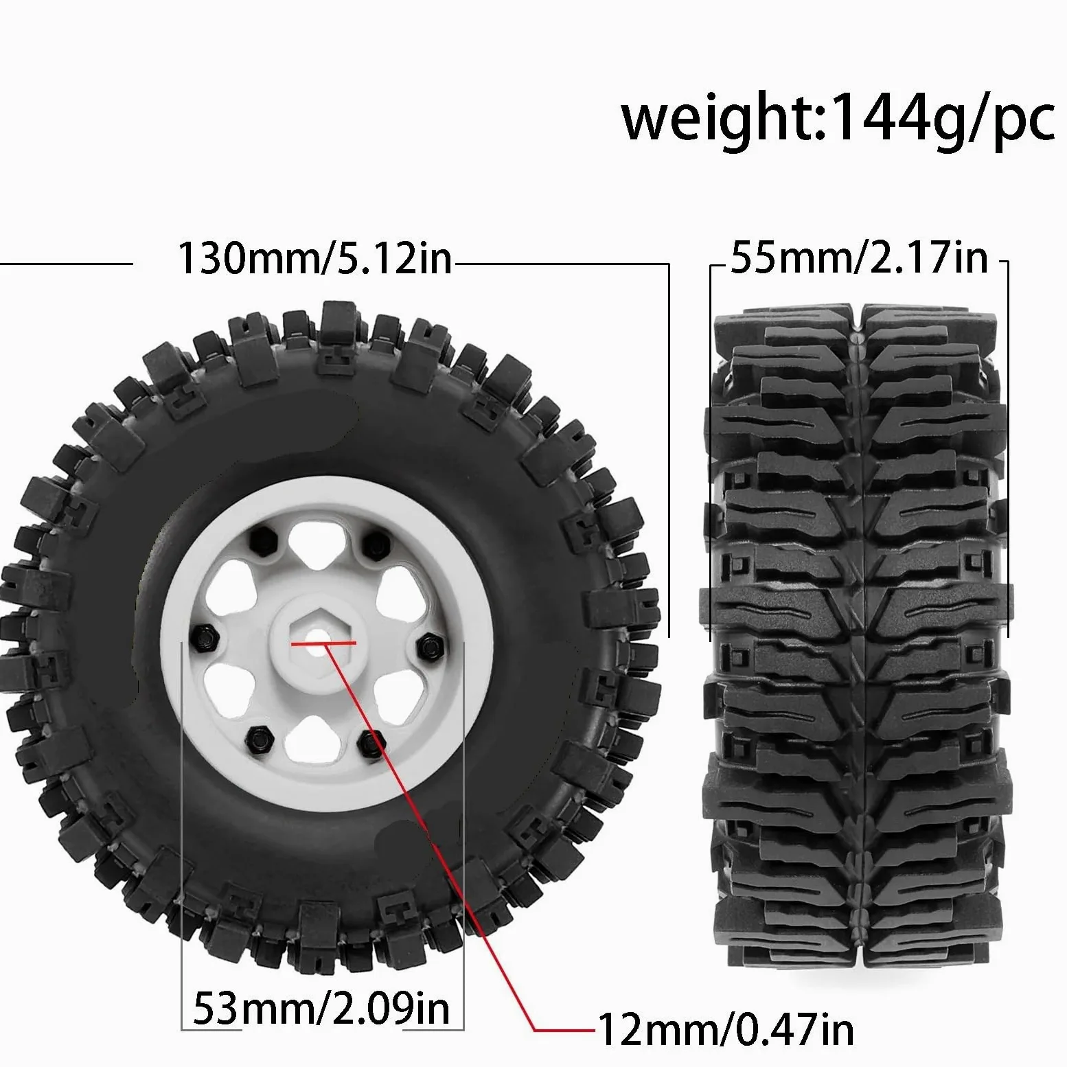 4PZ Cerchione Beadlock 2.2" 130mm 1/8 1/10 | Axial SCX10, Wraith, RR10, Capra, TRX4, YK4082(Black)