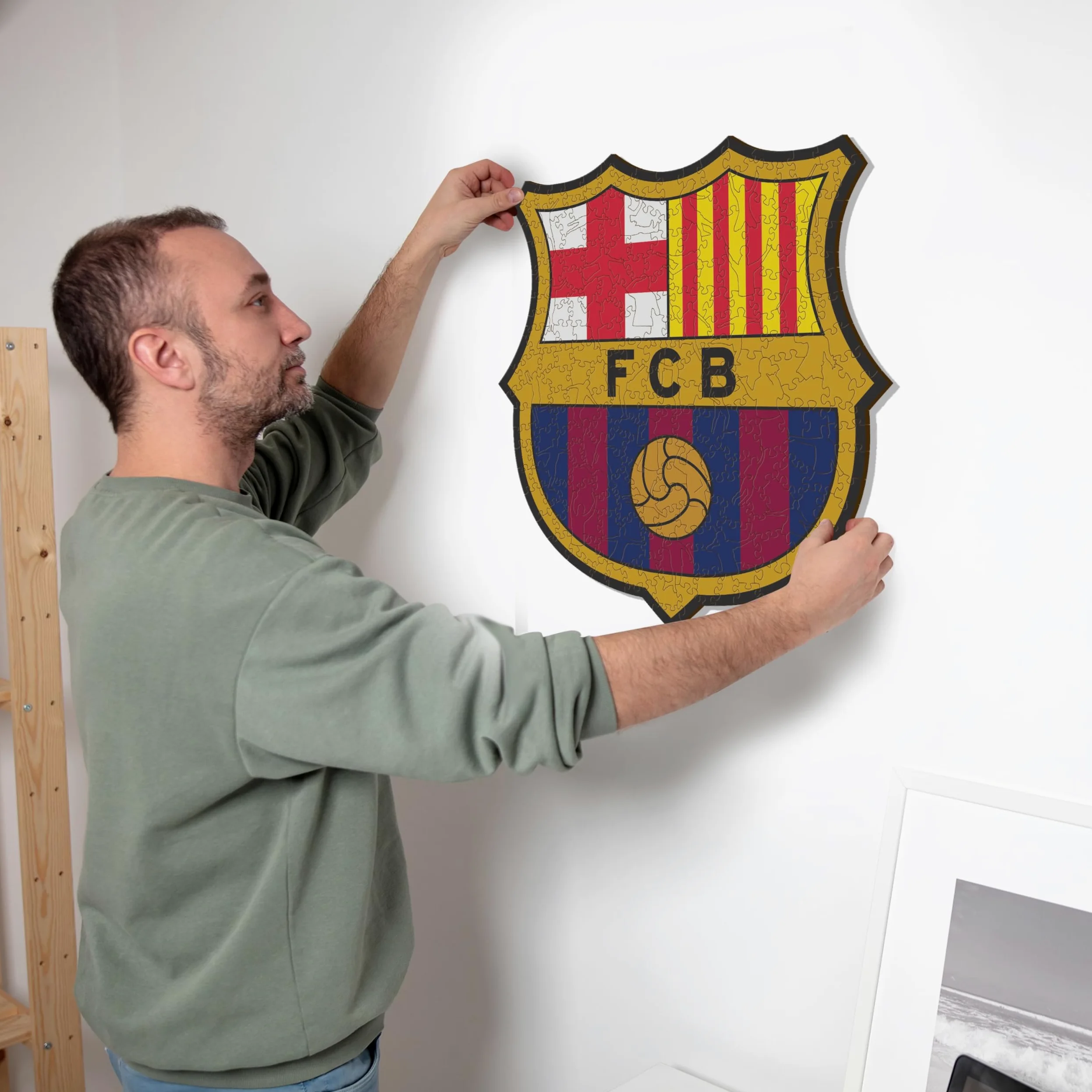 Iconic Puzzles, Barcellona Logo, Prodotto Ufficiale, Puzzle in Legno per Adulti e Bambini, Legno 100% Sostenibile