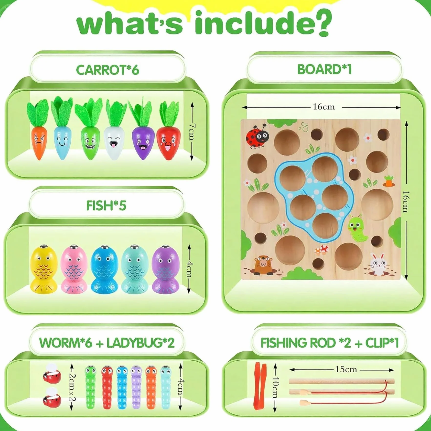 COOLJOY Giochi Montessori 2 3 Anni | 4 in 1 Magnetici di Pesca in Legno Abilità Motorie Giocattoli Educativi | magnetici Gioch| Compleanno Regalo per 2 3 4 Anni Bambini Ragazzi