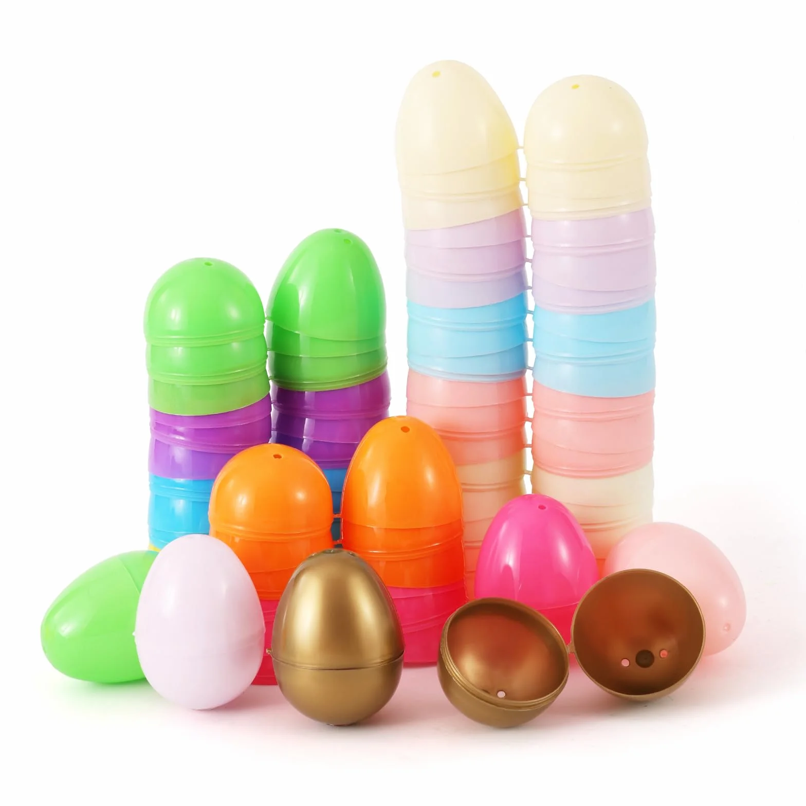 50 Uova di Pasqua in Plastica Riempibili, 13 Colori - Set per Caccia alle Uova, Decorazioni Pasquali, Giochi e Lavoretti Creativi per Bambini