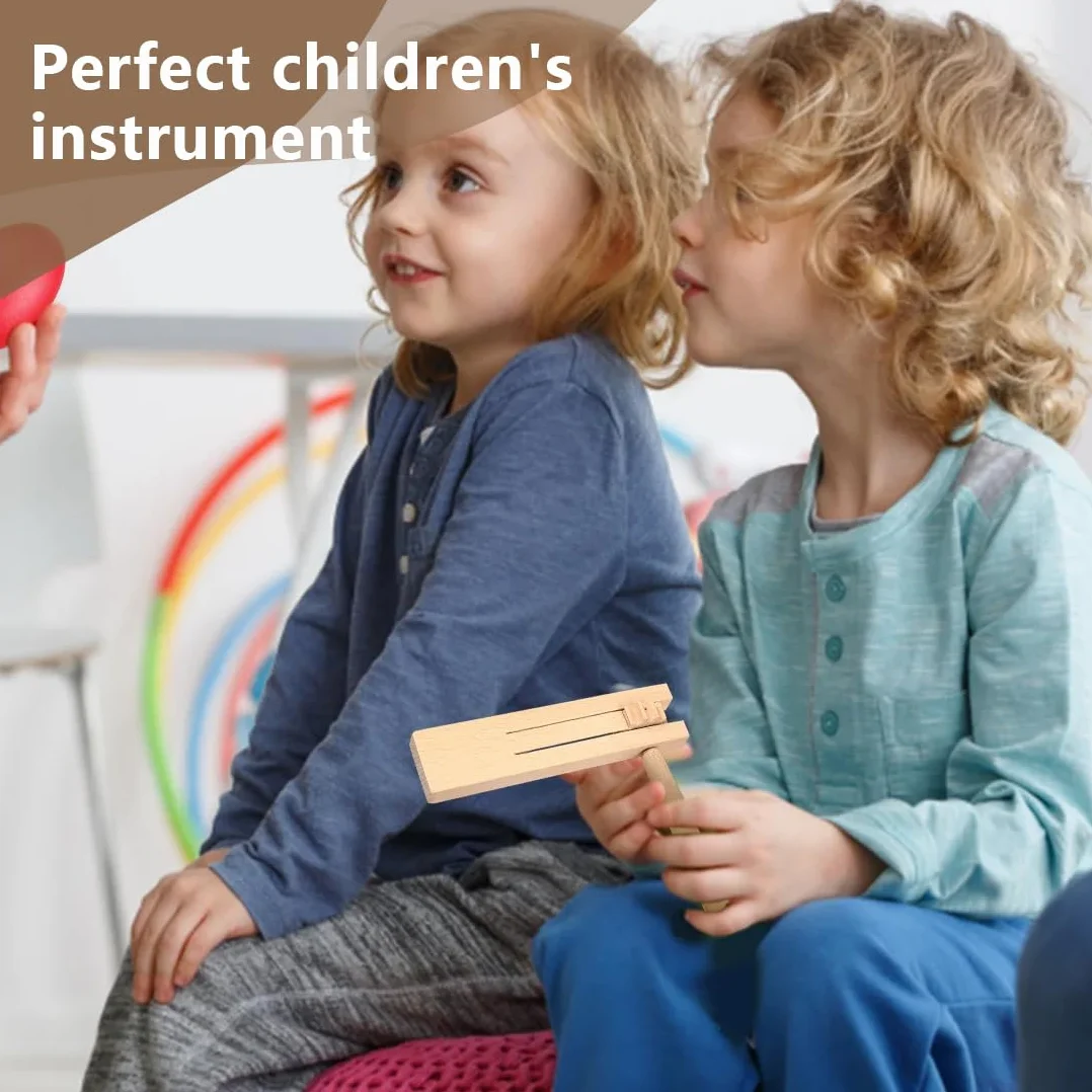 2 Pezzi Strumenti Musicali Bambini, Cricchetto in Legno Raganella Legno, Giocattolo Tradizionale Matraca Raganella, Tamburo Strumento Musicale, per Le Prime Feste di Giochi di Insegnamento