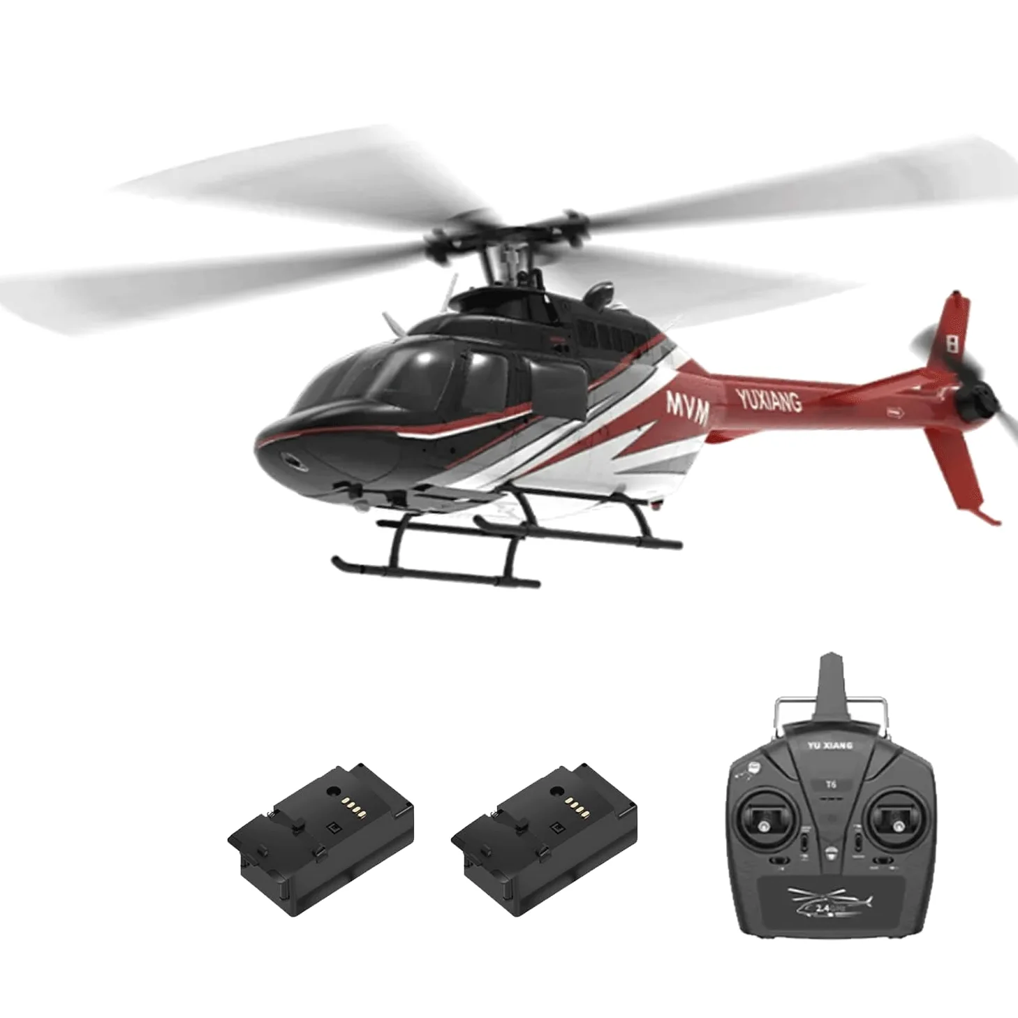 NULA YUXIANG F08 Bell 206 RC elicottero adulto 1/27 2.4G 6H 6G/3D Flybarless RTF senza spazzole elicottero militare radiocomandato con posizionamento ottico del flusso - 2 batterie