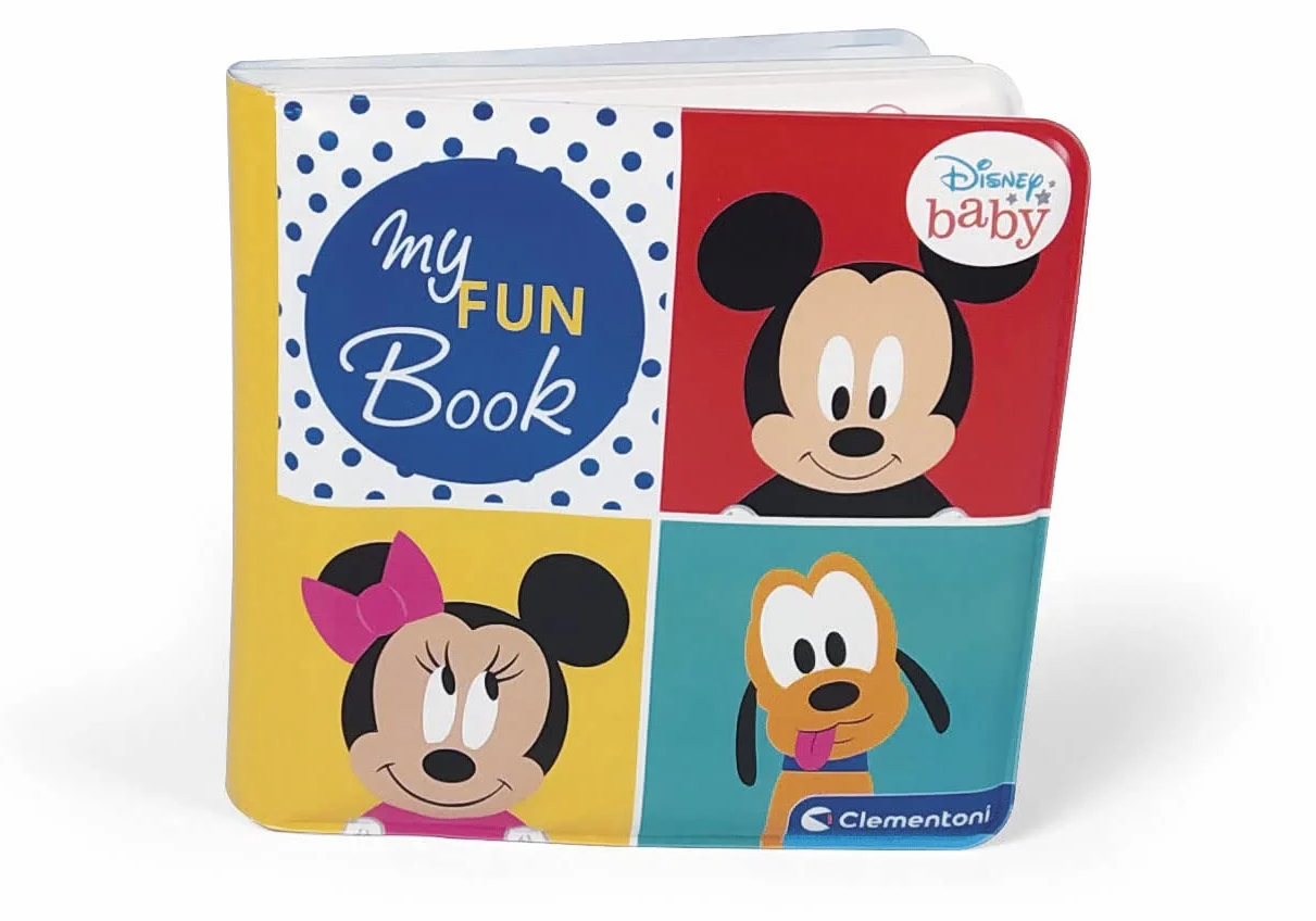 Clementoni - 17720 - Disney Baby My Fun Book - Libro Neonati, Gioco Bambini 6 Mesi, libricino Impermeabile Ideale per Bagnetto, 100% Lavabile in Lavatrice