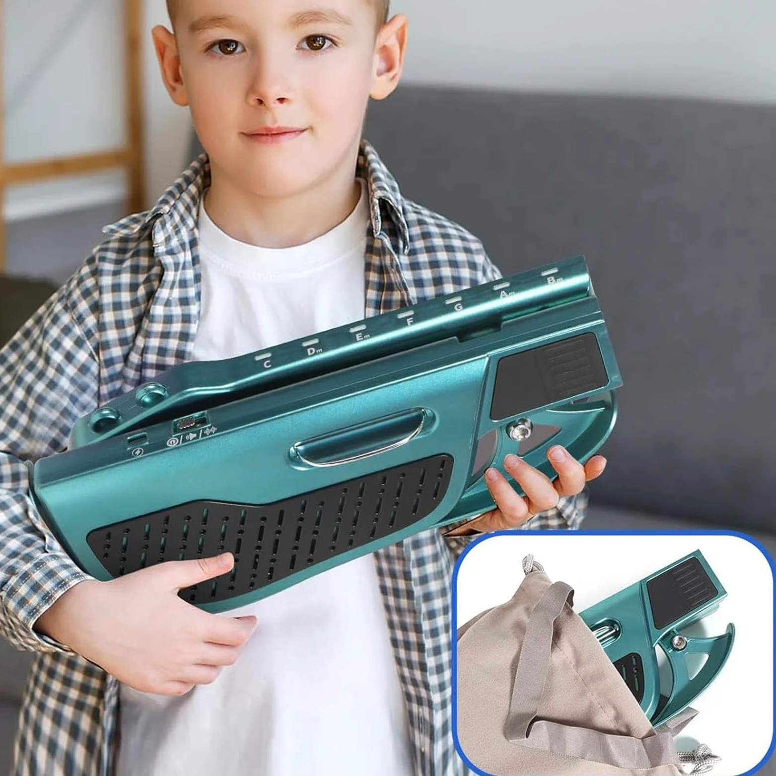 Chitarra Giocattolo Chitarra Elettrica Senza Corde | Strumento Musicale Elettrico Piegevole per Educazione Musicale Bambini Viaggio Casa Scuola Attività