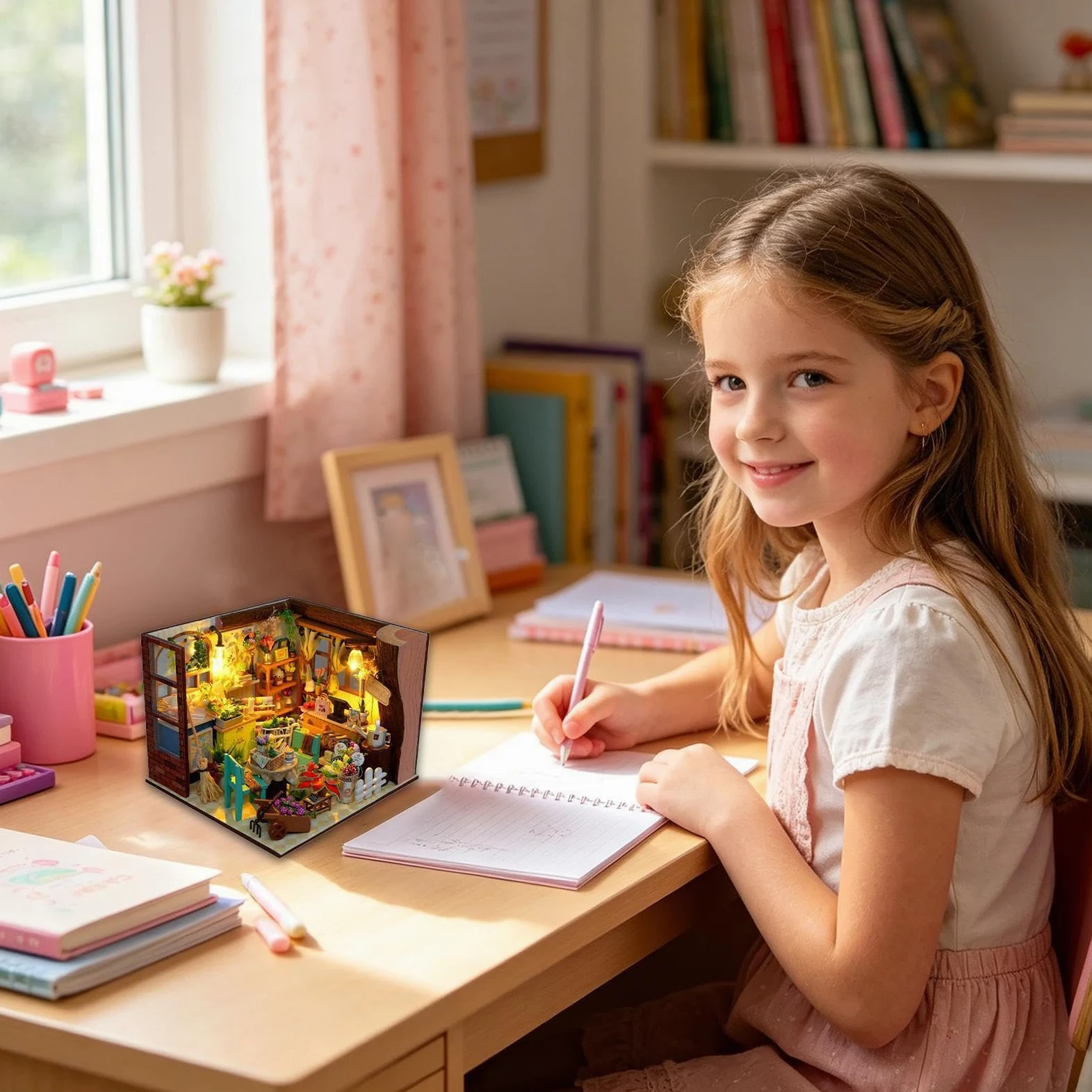 Kit fai da te per una casa in miniatura Giocattolo Di Costruzione | Mini Kit Casa per Libreria Soggiorno Abitazione Appartamento Dormitorio Scrivania Decorazione