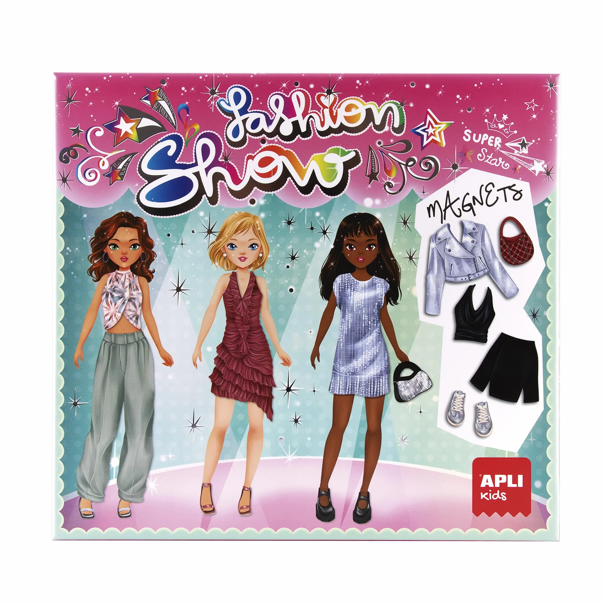 APLI Kids 19799 - Magnets Fashion Show, Gioco magnetico per creare abiti per bambini a partire da 6 anni, CREA I tuoi look e diventa stilista