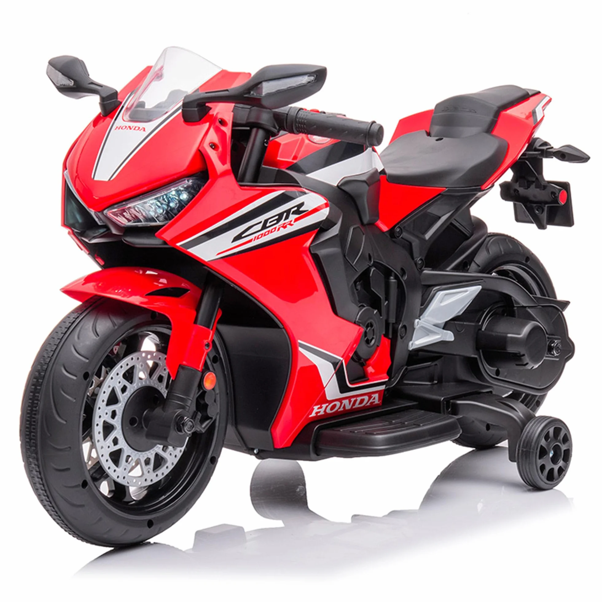 BabyCar Moto Elettrica Bambini Honda CBR 12V | Moto Elettrica Bambini 3-5 Anni con Luci, Suoni e Rotelle Stabilizzatrici | Batteria 12V 3,5Ah, Motore 30W e Acceleratore a Pedale | Rosso