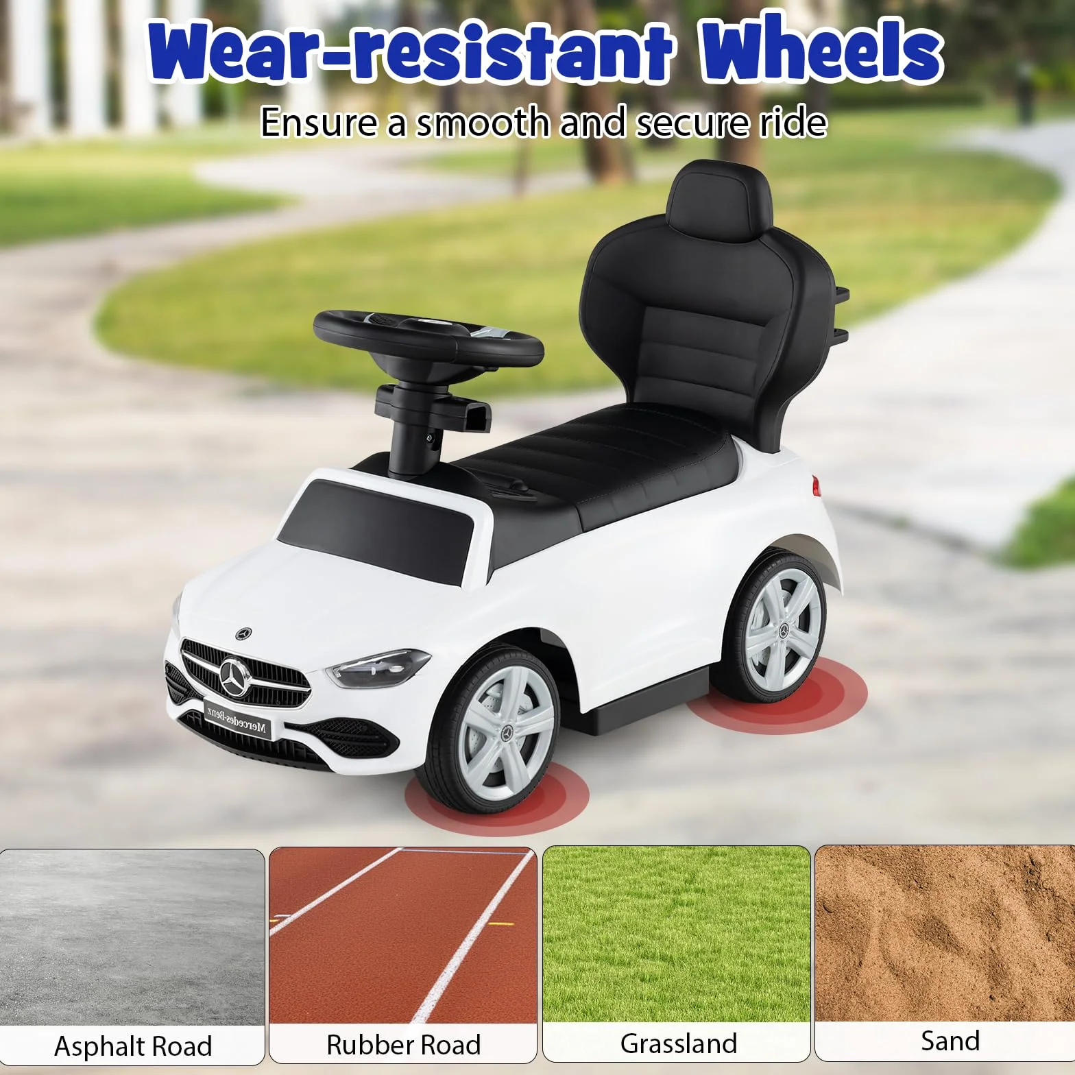 Mercedes-Benz Macchina Cavalcabile per Bambini 3 in 1, Capote Regolabile, 25 KG, 1-3 Anni (Bianco)