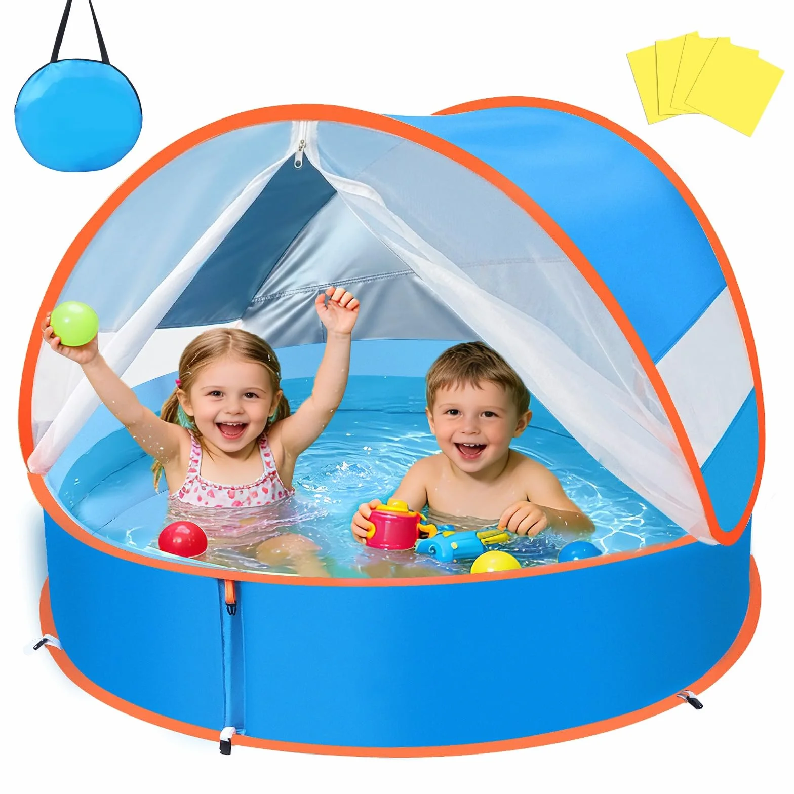 YOOHBERRYS Piscina Tenda da Spiaggia Pop Up 4 in1, Piscinetta Neonato Spiaggia con Anti-UV SPF 50+, Piscinetta per Bambini con Zanzariera, Tenda sole Spiaggia per Picnic, Giardino, Spiaggia