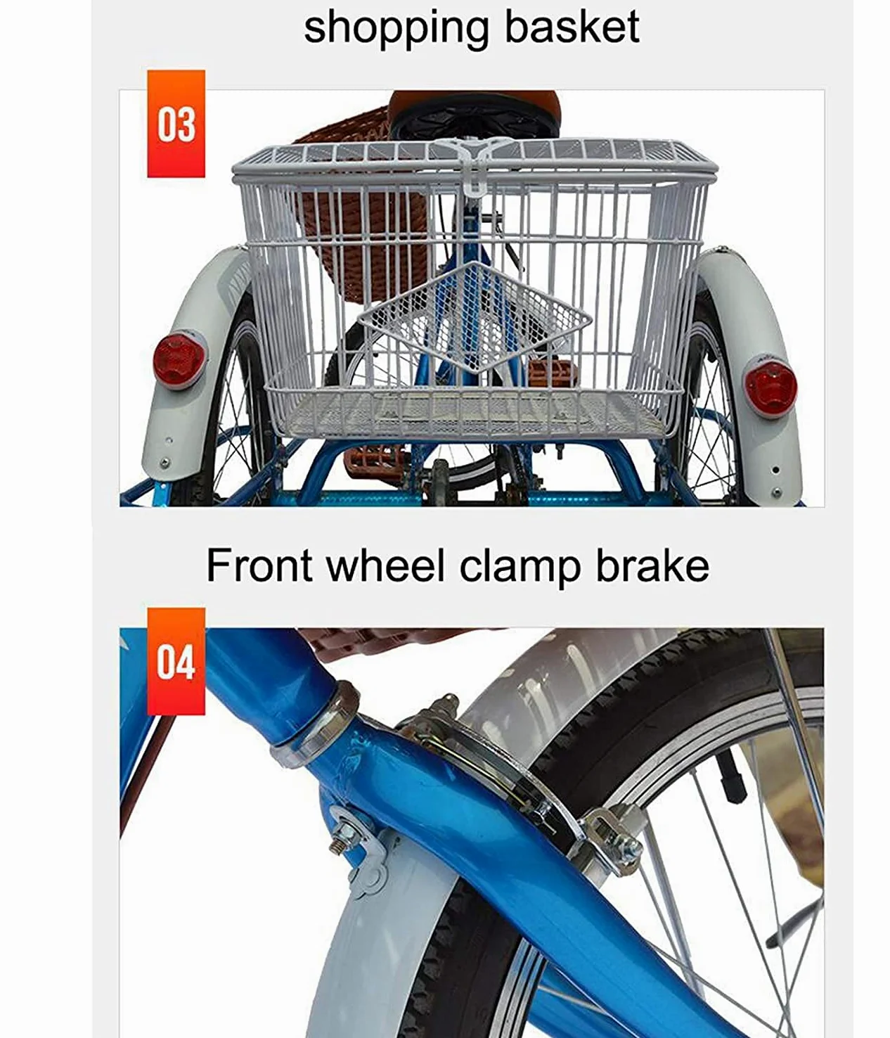 Tricicli di carico per adulti, bici da cruc, triciclo per adulti, pedale di manodopera da 50,8 cm con sedile regolabile, bicicletta a 3 ruote con cestino per la spesa, Lights Bell for Men