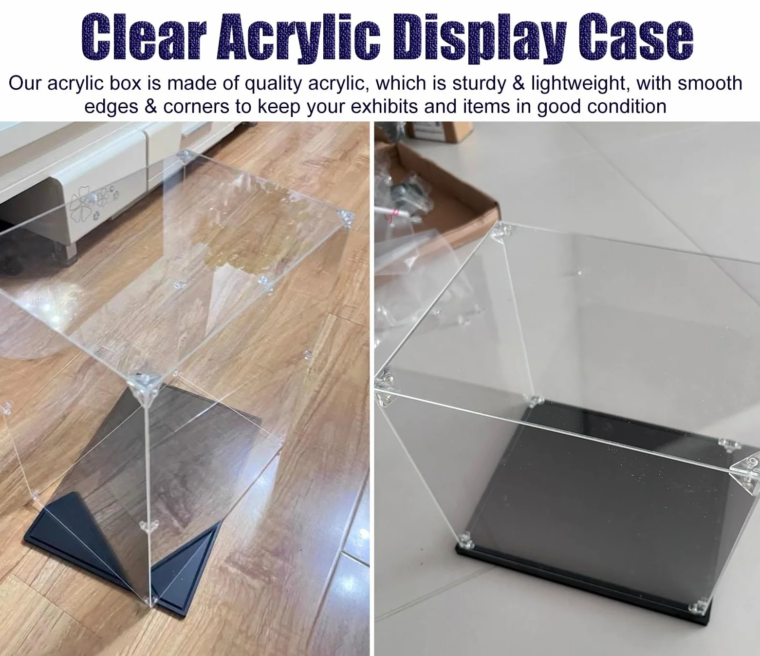 Teca Plexiglass Vetrina Espositiva Alta 70, 60, 55, 50, 45, 40, 35, 30cm, Grande Contenitore a Cubo Impilabile, Vetrina Espositiva Antipolvere per Trofei/Modelli/Souvenir(35x35xH60cm/14x14x24)