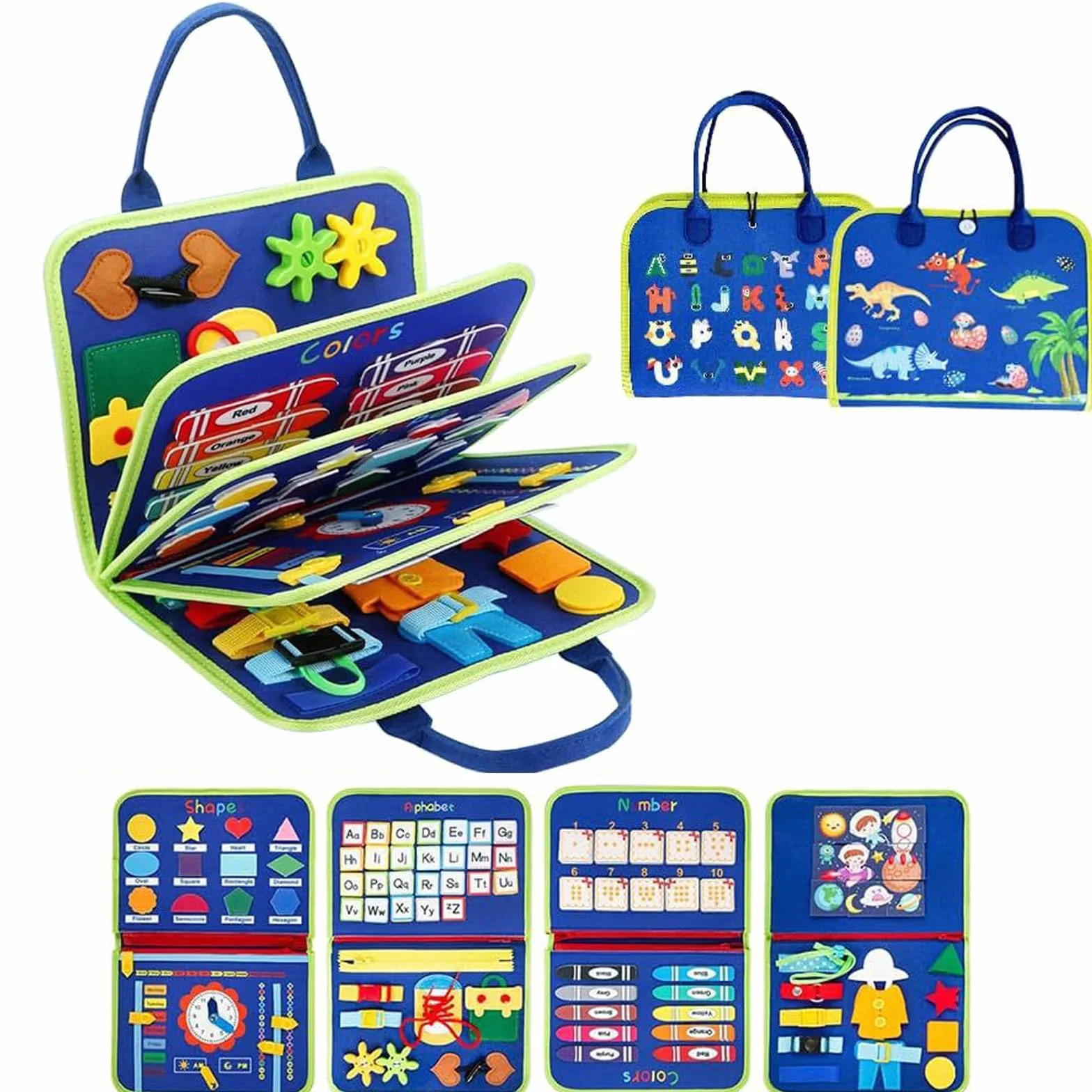 Busy Board Montessori Bambini, Pannello Sensoriale Libro attività di Feltro per Sviluppo Motricità Fine e Cognitivo, Quiet Book Viaggi, Giochi Educativi per Ragazzo Bambina#6