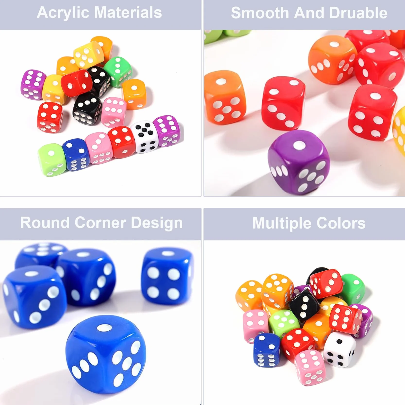 10 Pezzi Dadi, 6 Facce 16mm Dadi da Gioco per Tenzi, Farkle, Bar, KTV, Yahtzee, Bunco or Insegnare i Matematici, 10 Colori
