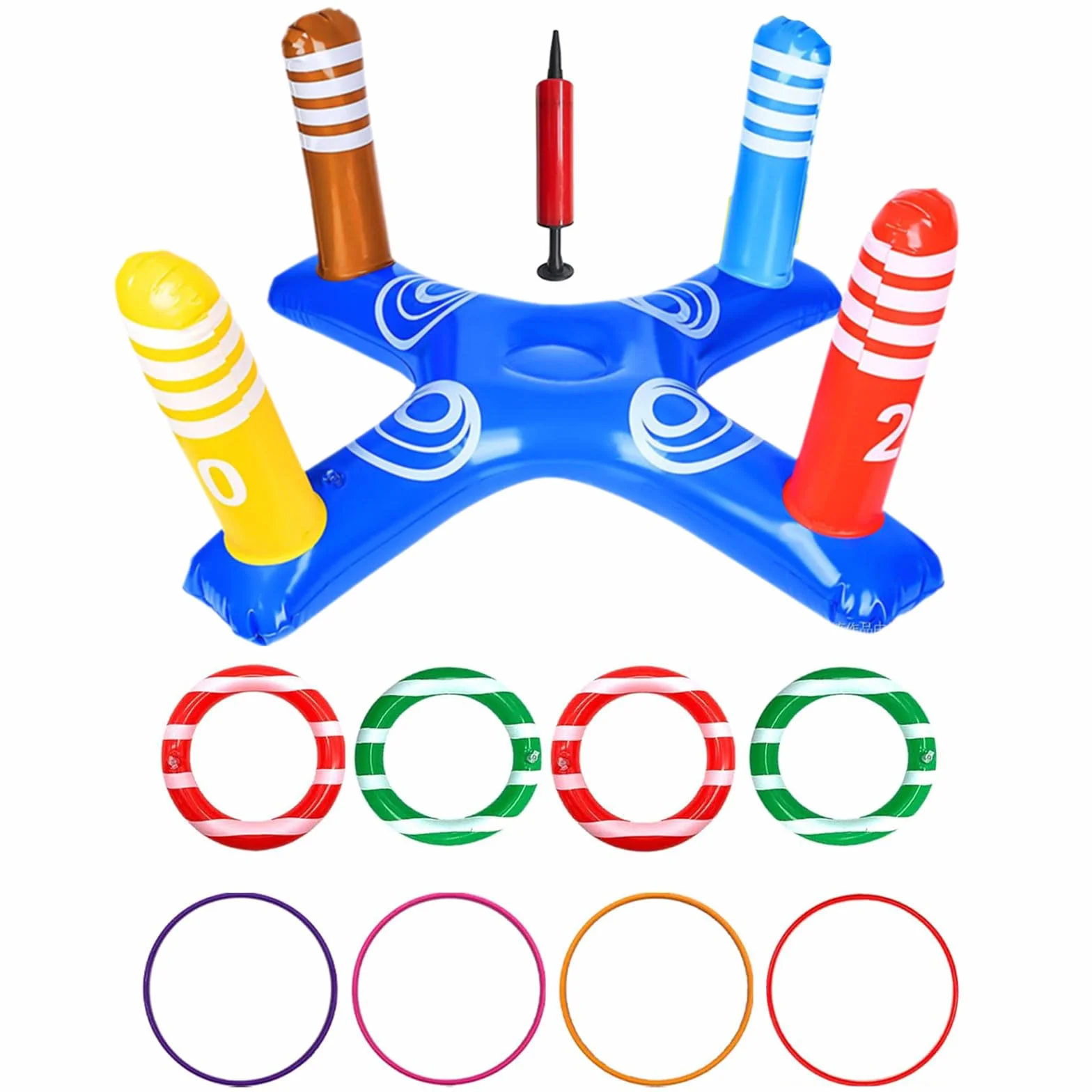 Giochi Gonfiabili per Piscina, 10 Pezzi Giocattoli Gonfiabile Piscinas Adulti con Croce Giocattoli Piscina Gonfiabile Anelli da Lancio, Giochi Gonfiabili Piscinas, Gioco di Lancio ad Anelli per Adulti
