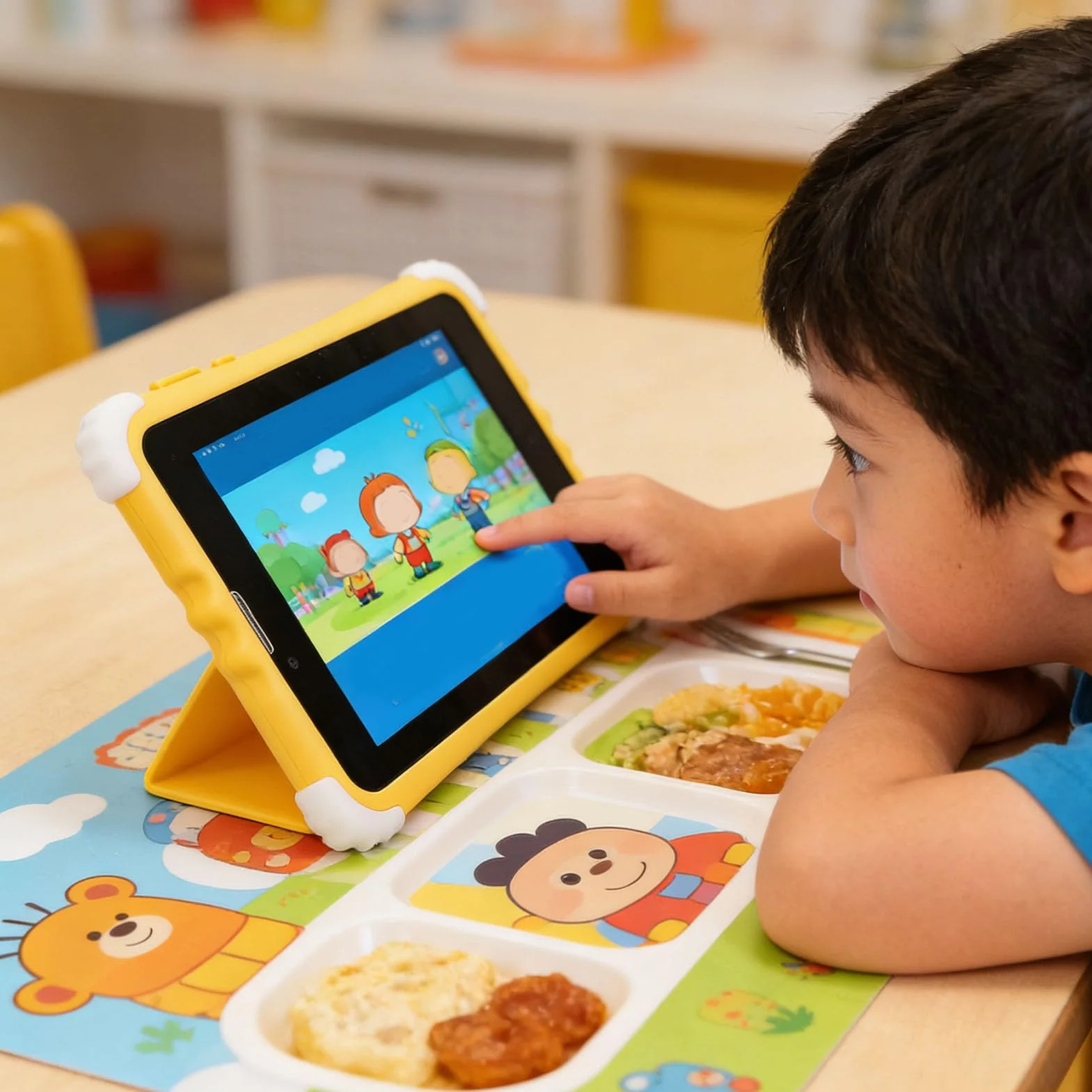 TARSHYRY Tablet per Bambini, Schermo HD 11 Pollici con Custodia Protettiva Robusta e Supporto, Memoria ROM Espandibile 128 GB per L'apprendimento dei Bambini, con Controllo Genitori e (YELLOW)