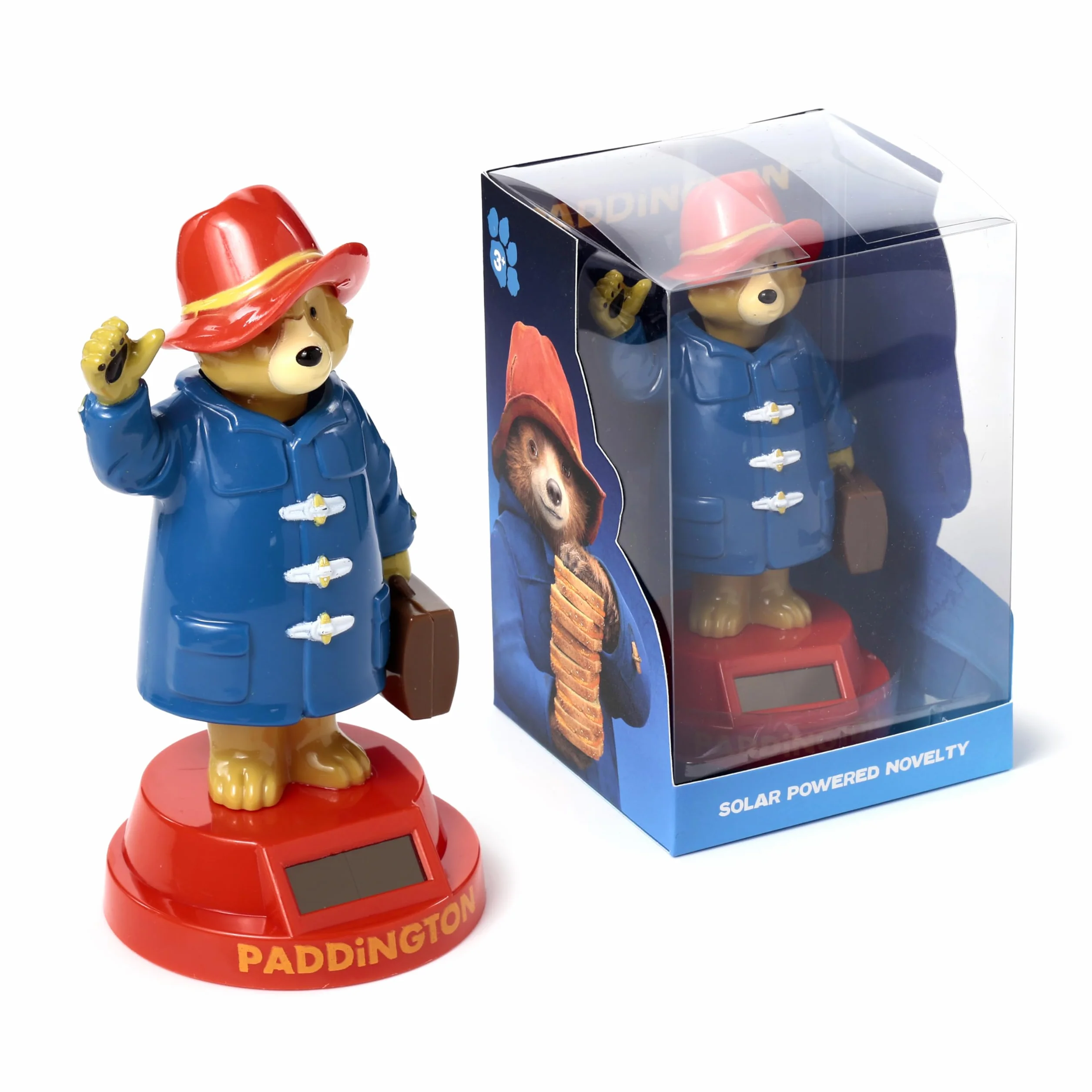Puckator Solar Pal di Orso Paddington - Statuetta Ballerina ad Energia Solare, Cappotto blu, Base Rossa, Licenza Ufficiale