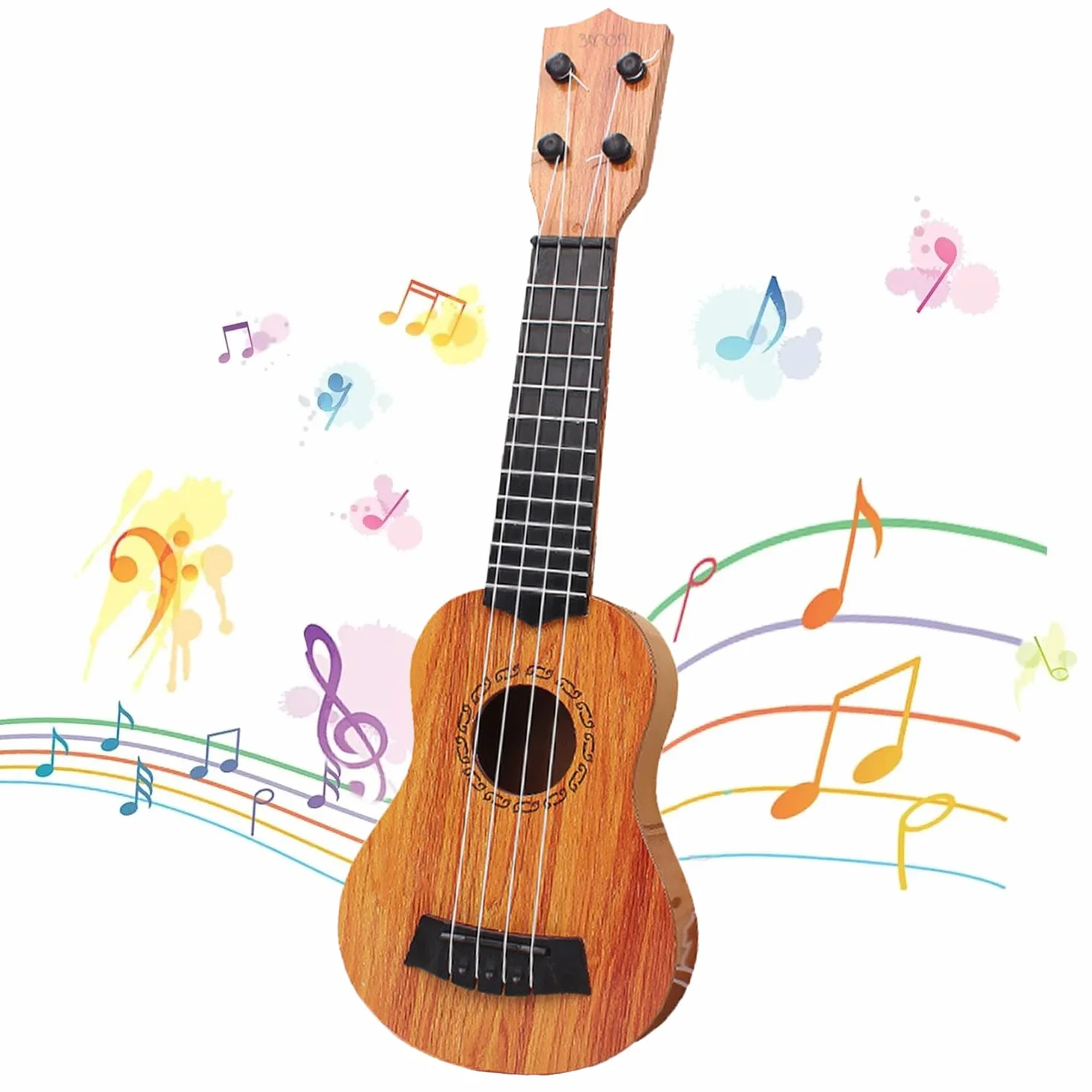 Chitarra per Bambini 38cm Giocattolo 4 Corde Regolabili Mini Ukulele Educativo Regalo