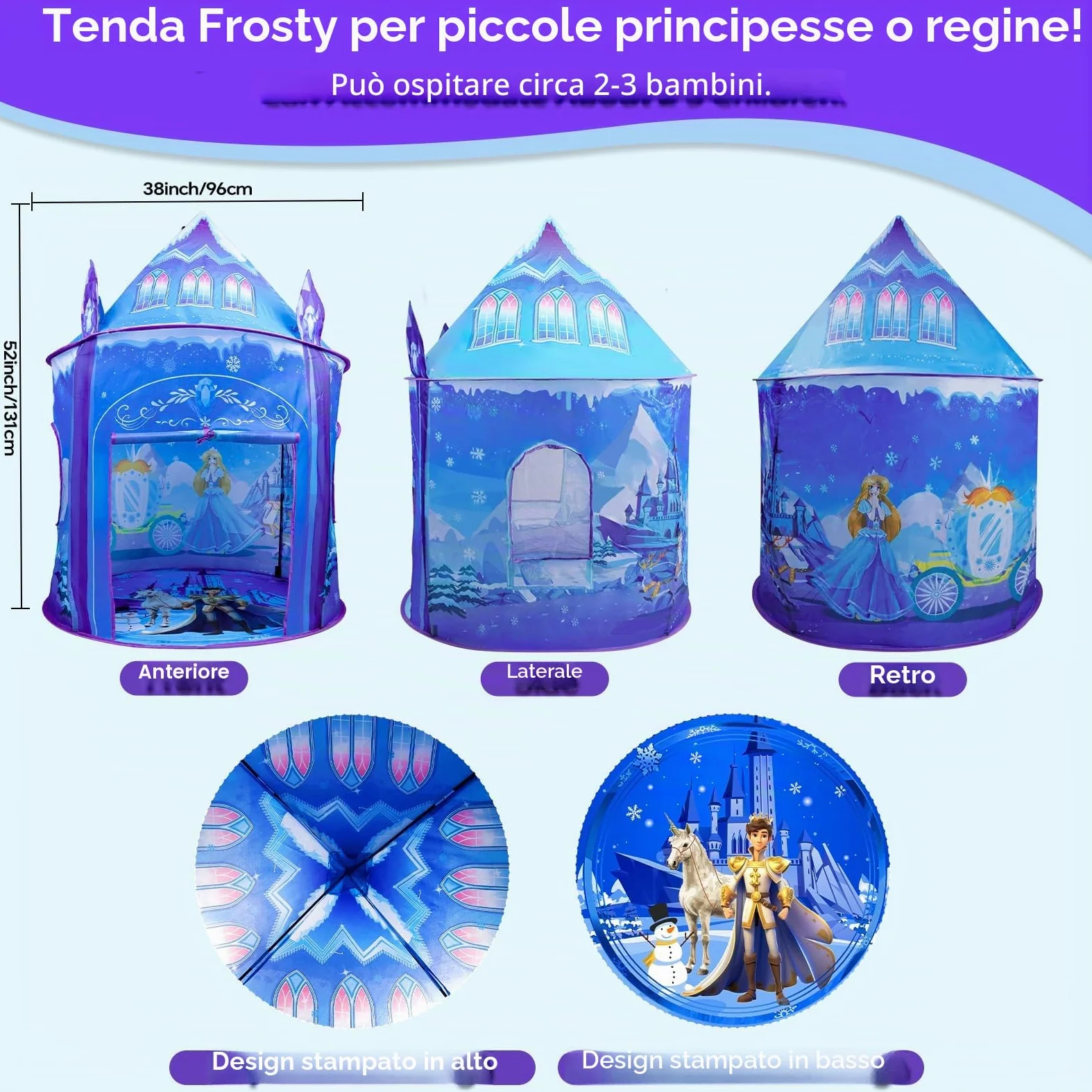 Tenda da gioco per ragazze Principessa Castello di ghiaccio Gioco di fantasia immaginativo Tenda pop-up bambini Gioco da ruolo Casa di gioca Interno Esterno Giocattolo regalo per Festa di compleanno