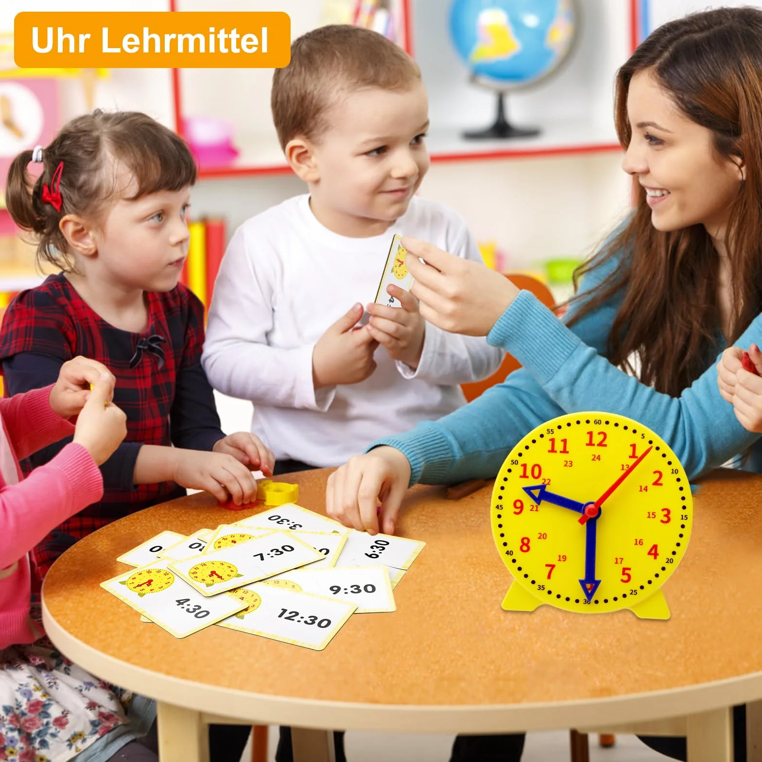 APOMOONS Orologio Educativo, Giocattolo per Lapprendimento con Lancette delle Ore E dei Minuti,Orologio Didattico per Imparare A Leggere L'Ora per Ragazzi,Ragazze