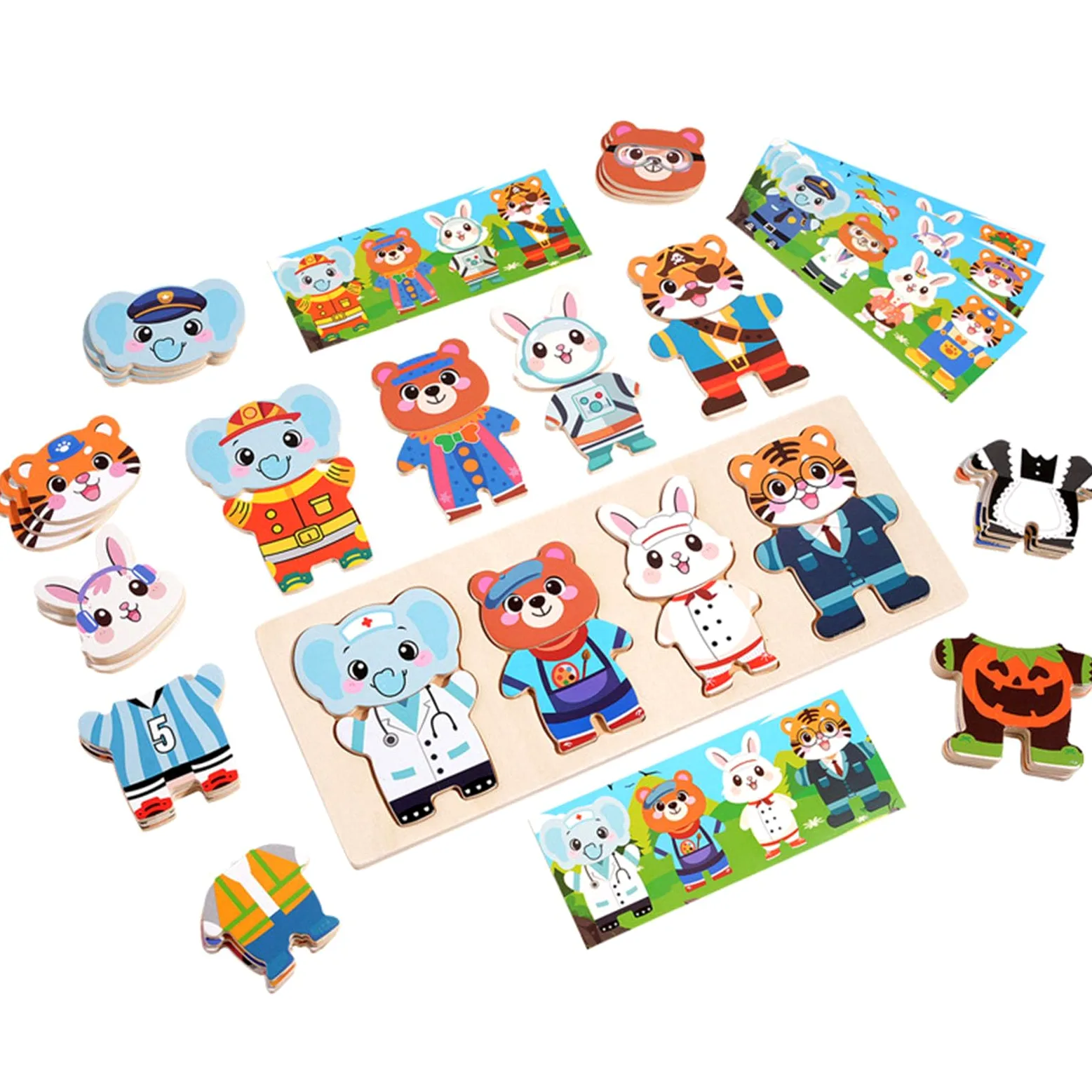 Puzzle di Travestimento con Occupazioni Animali, Gioco educativo per la cognizione
