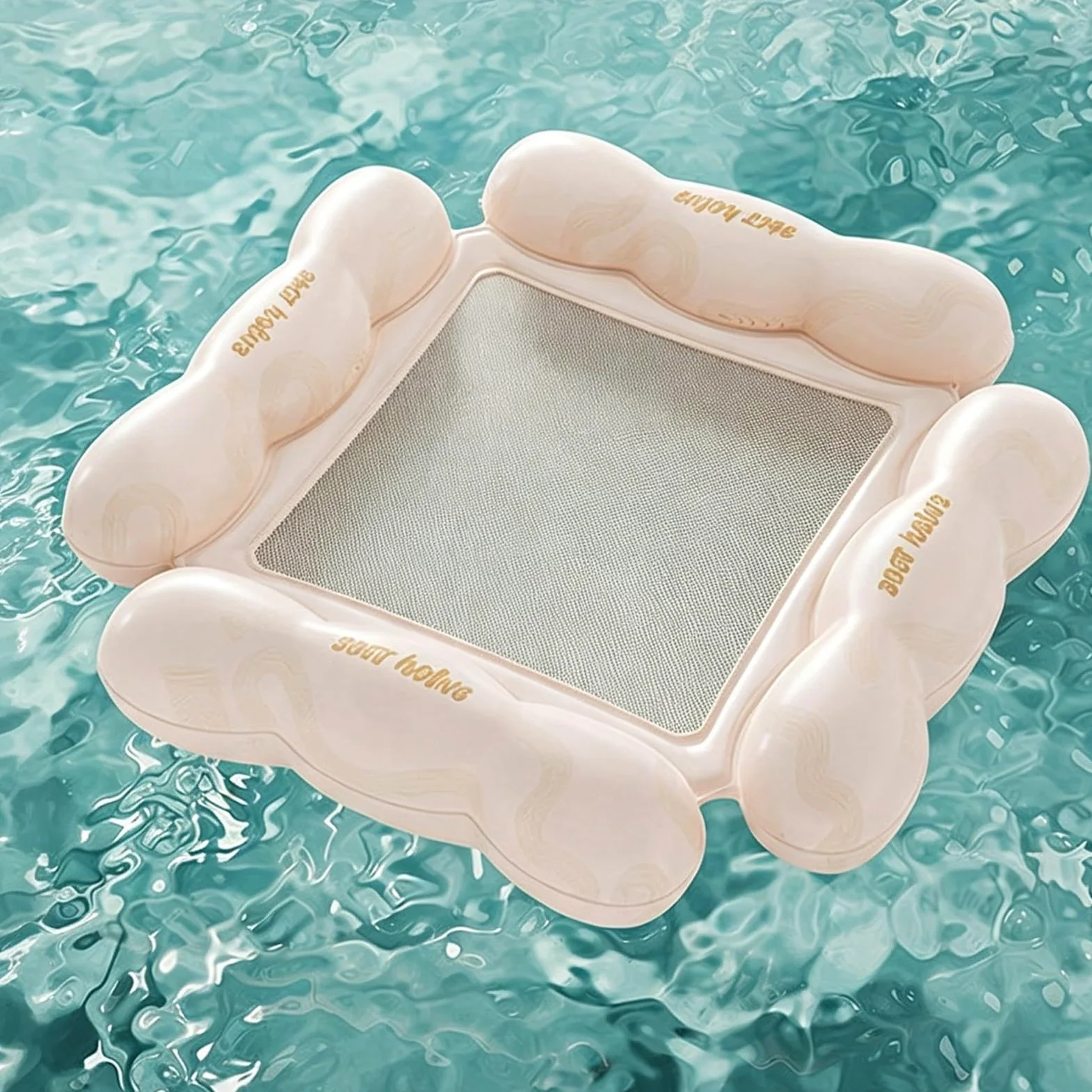 Materassino Piscina, Amaca Gonfiabile da Mare, Design a Quattro Airbag, Design a Rete Intermedia, per Fiumi e Località Balneari