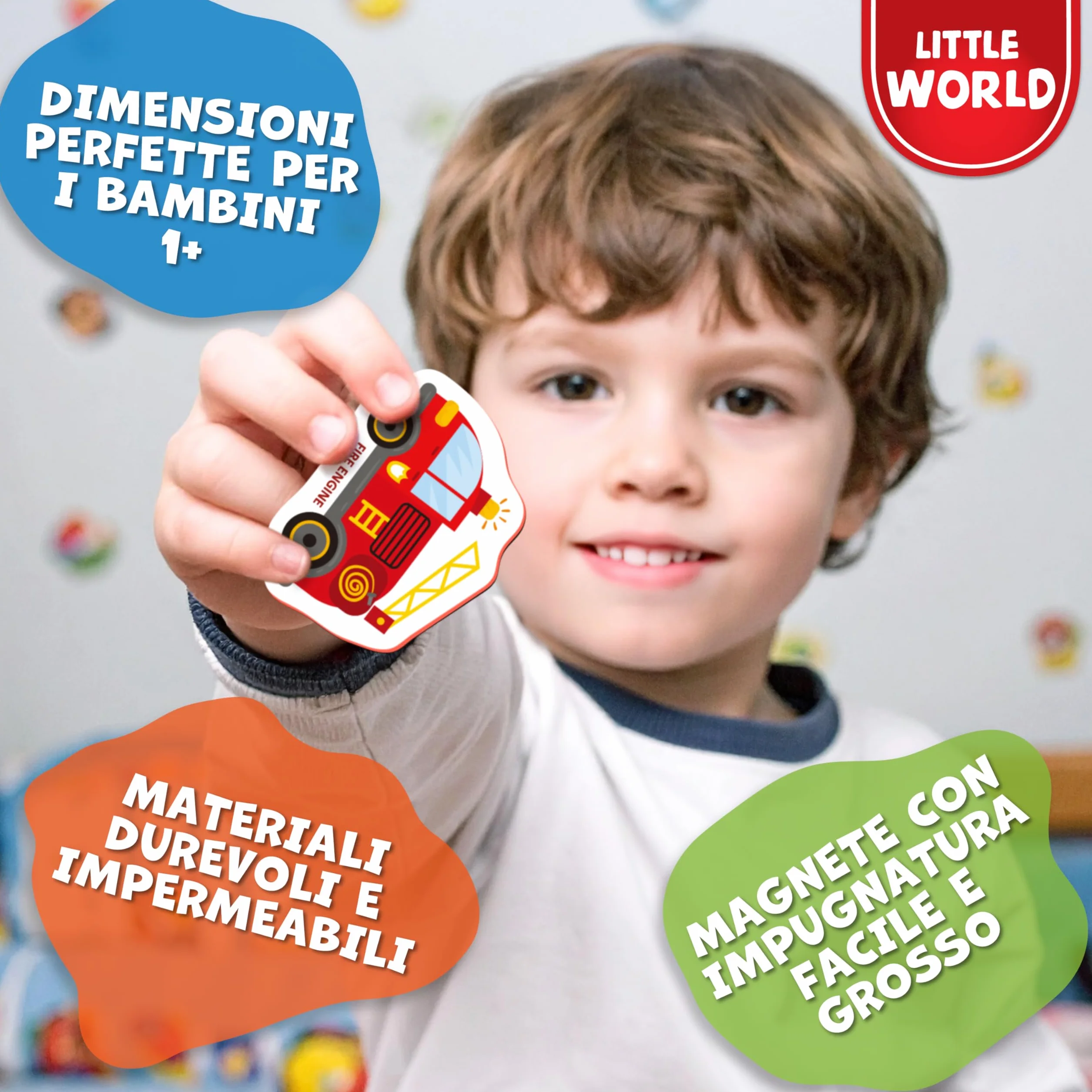 Little World 25 magnetyczne zabawki dla dzieci 1-3 lata, bezpieczne, trwałe, wodoodporne, piankowe, zestaw pojazdów i zawodów