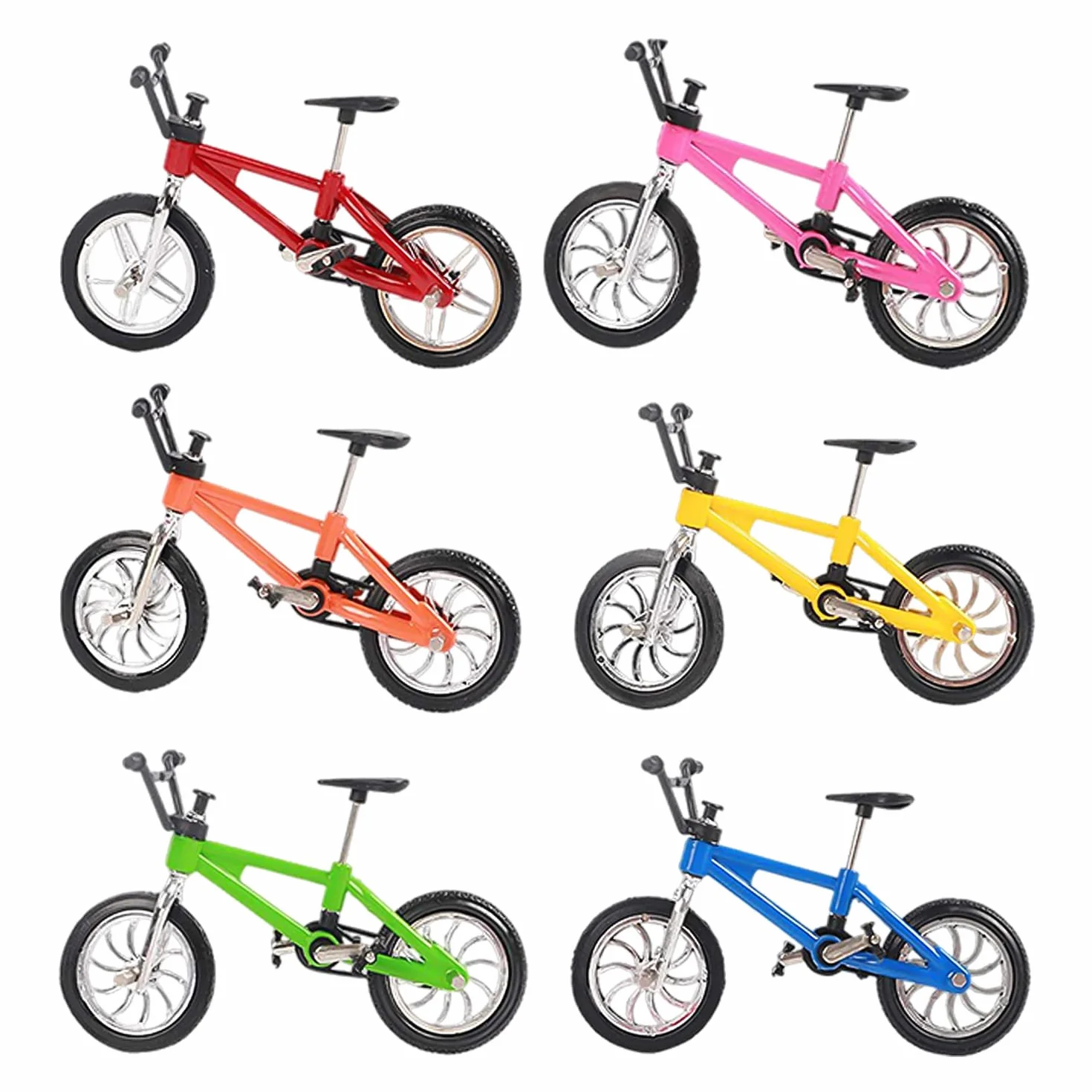 Mini Giocattolo da 6 Pezzi, Bici da Dito, Ornamenti Creativi per Bici in Metallo, Modelli di Bici di Simulazione, Piccoli Ornamenti da Tavolo