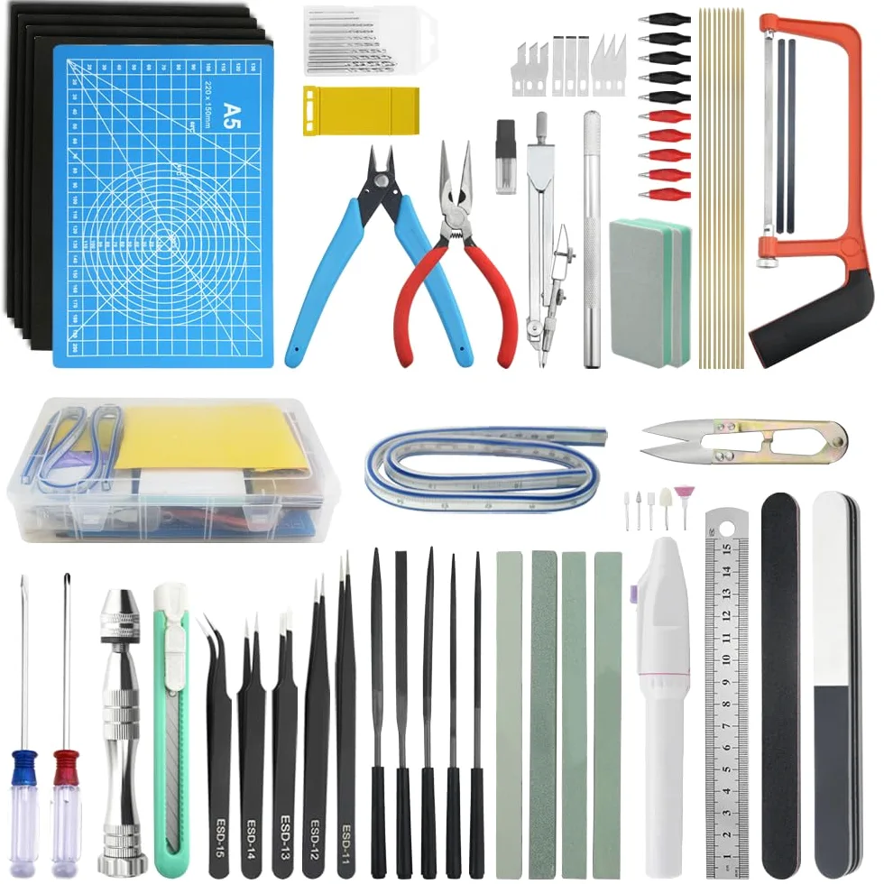 WMYCONGCONG 62 pezzi compatibili con il modello Gundam, kit di strumenti di base per modellismo, hobby, costruzione, per edifici, automobili, aeroplani, assemblaggio, riparazione e fissaggio
