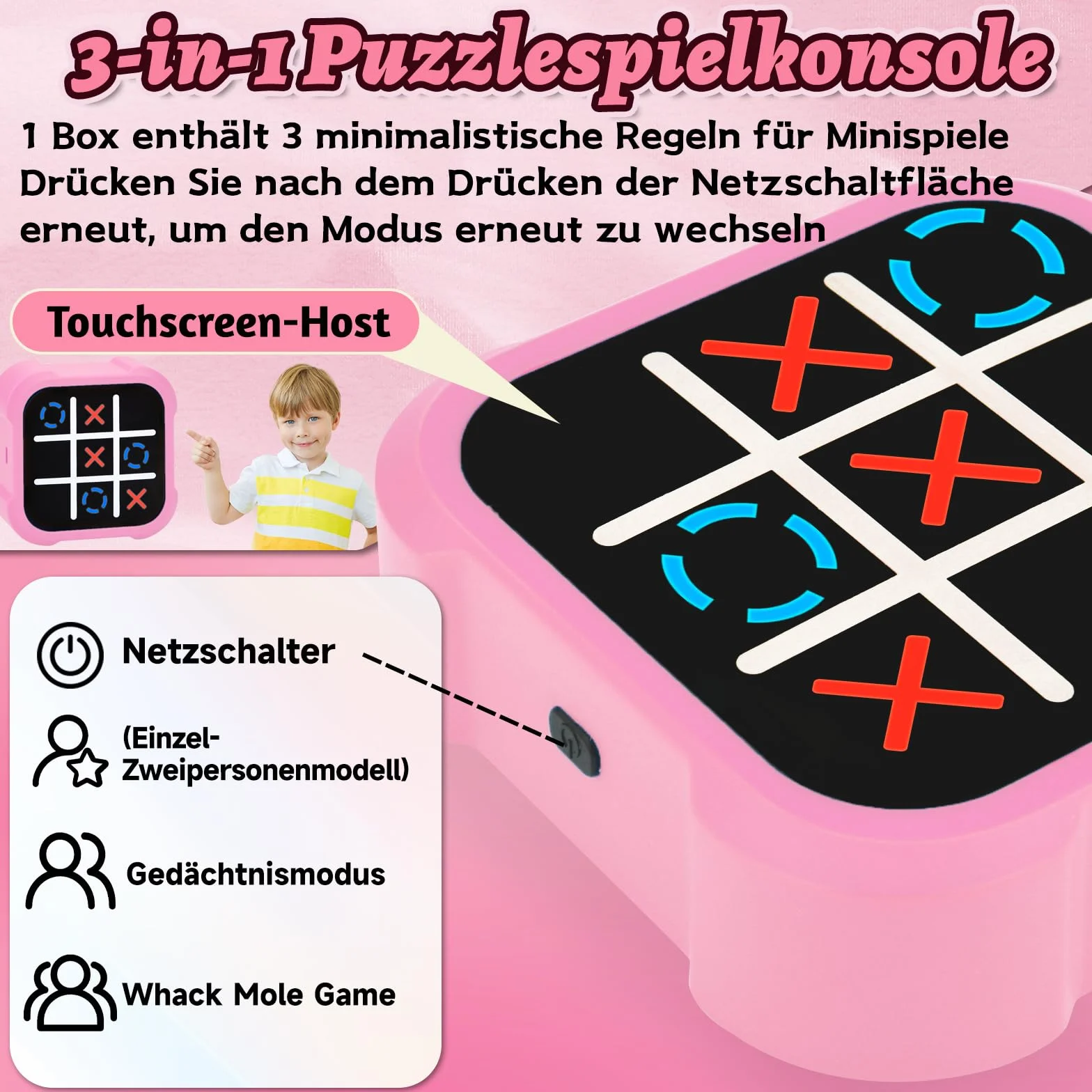 Gioco Elettronico, Portatili Giochi di Puzzle Smart Games per bambini, 1/4 Giocatori Giochi Per Famiglie Scacchiera Gioco Digitale, Giocattoli Fidget Portatili Educativi Da Viaggio.