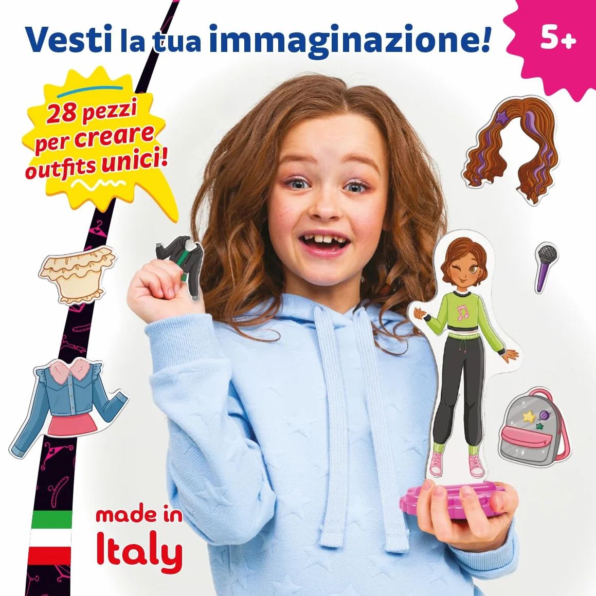 Quercetti Magnetic Fashion Laura, Costruzioni magnetiche Bambina 5+ Anni con Bambolina da Vestire e 29 Abiti, Giochi Creativi Bambina 6 Anni, Regalo Bambina 6 Anni, Giochi da Tavolo Bambini