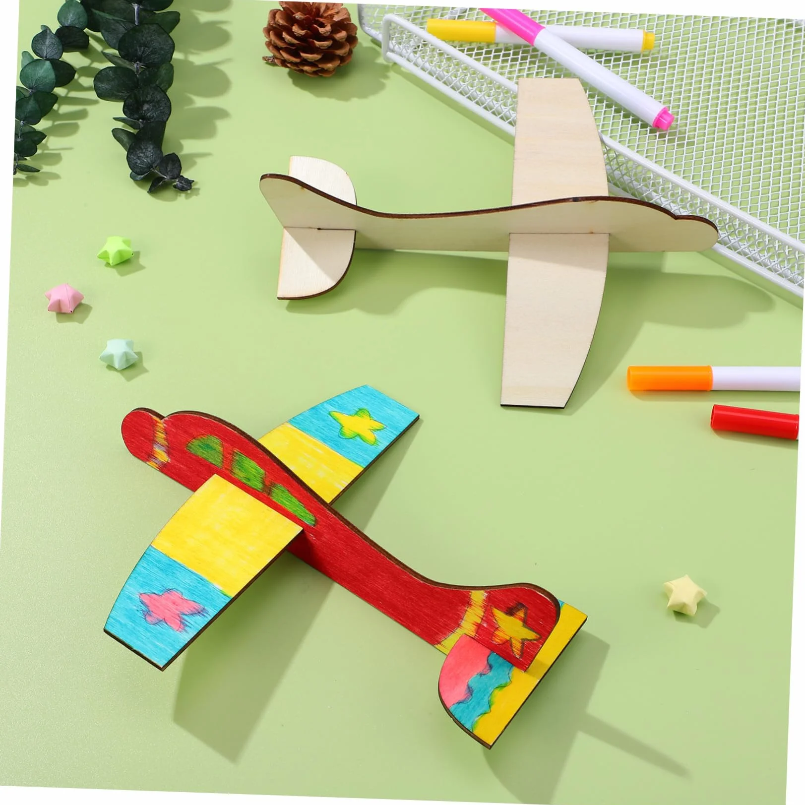 Kit di Modellini Aerei in Legno da 20 Pezzi per Ragazzo Ragazza Superficie Liscia, per Back To School Party e Attività di Pittura Fai-da-te