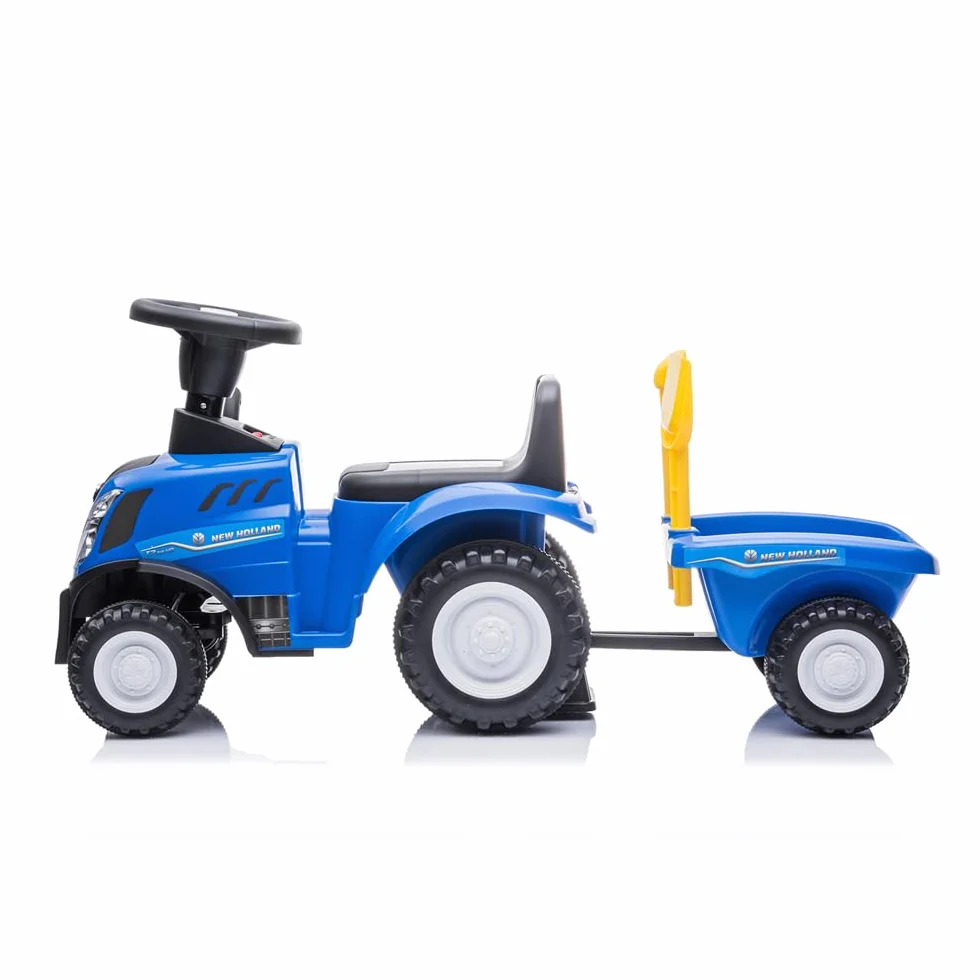 Trattore con Rimorchio Ride-on per Bambini 1-3 Anni Blu con Suoni Luci e Accessori