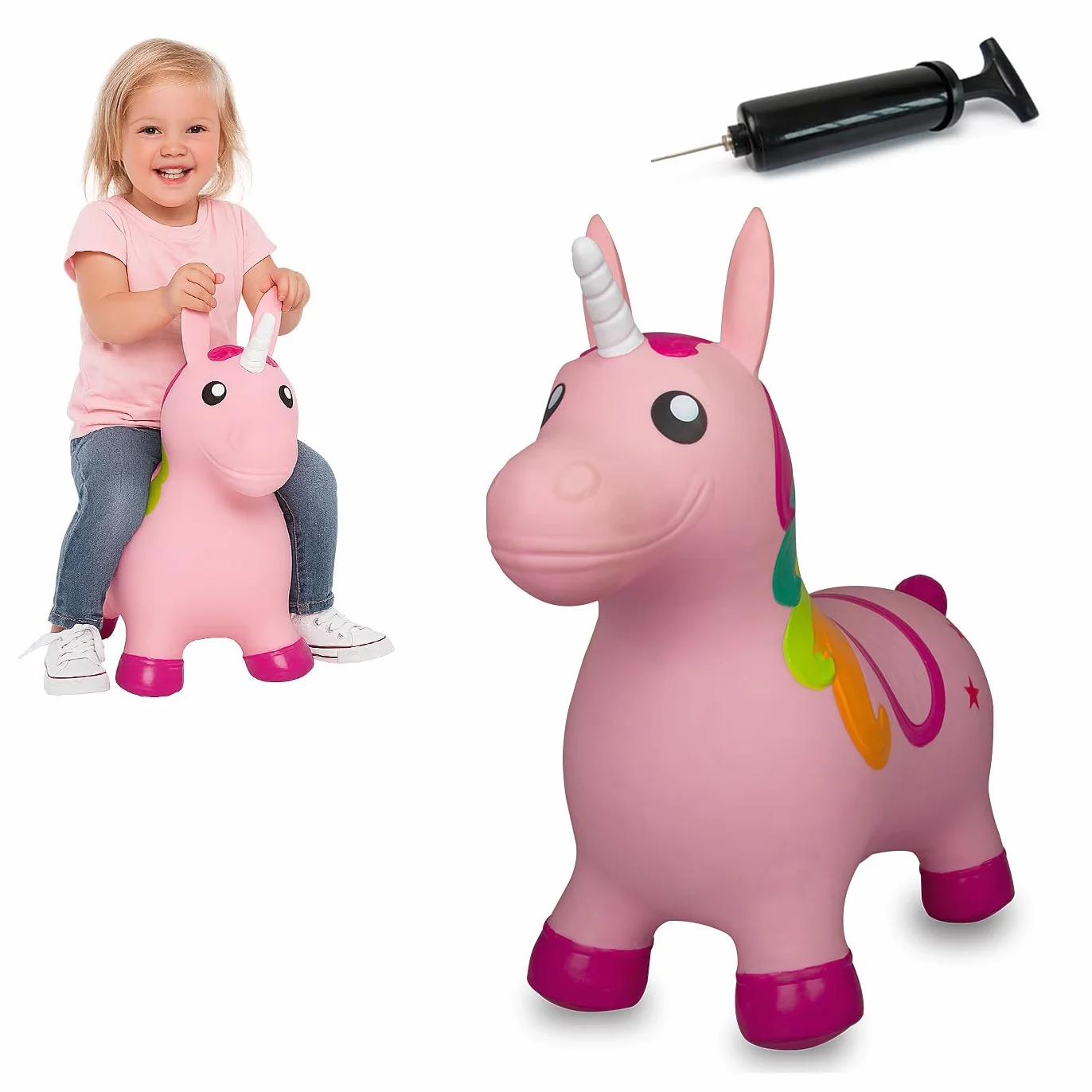 Jamara Animale salterino Unicorno colorato con pompa fino a 50 kg