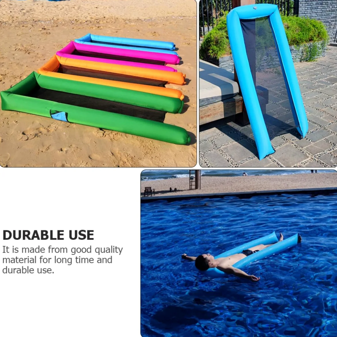 ERINGOGO Materassino Gonfiabile Leggero in Nailon Blu per Piscina Stagionale, Letto Galleggiante Portatile per Nuoto e Relax in Acqua