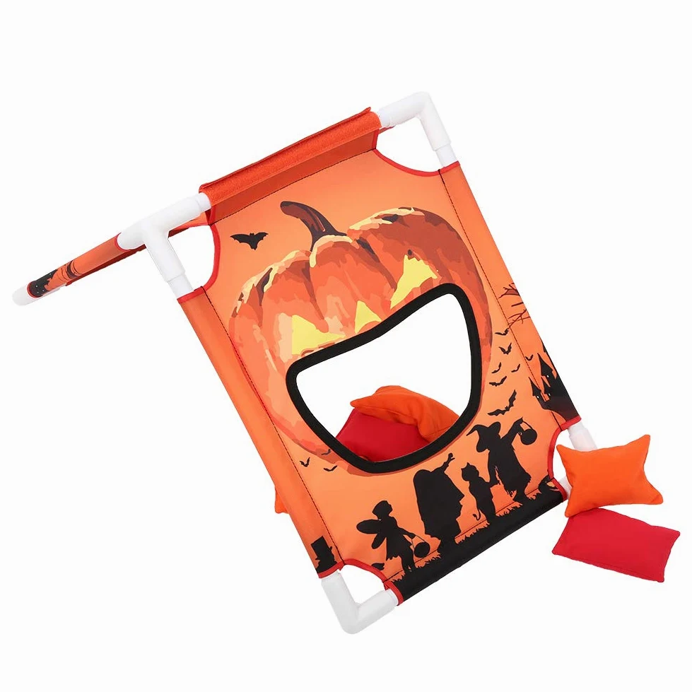Karlak Gioco di Lancio di Sacchi Sabbia per Bambini, Divertente Gioco società con Motivo Zucca per L'interazione tra Genitori e Figli, Realizzato in Tessuto Oxford, Set con 6 Sacchi Sabbia e Borsa il