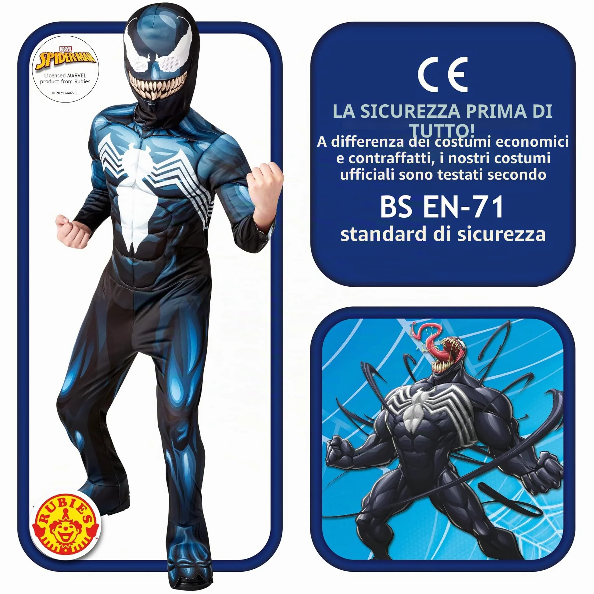 Rubies Costume ufficiale Disney Marvel da Spider-Man Venom Deluxe per ragazzi, costume da supereroe per Halloween