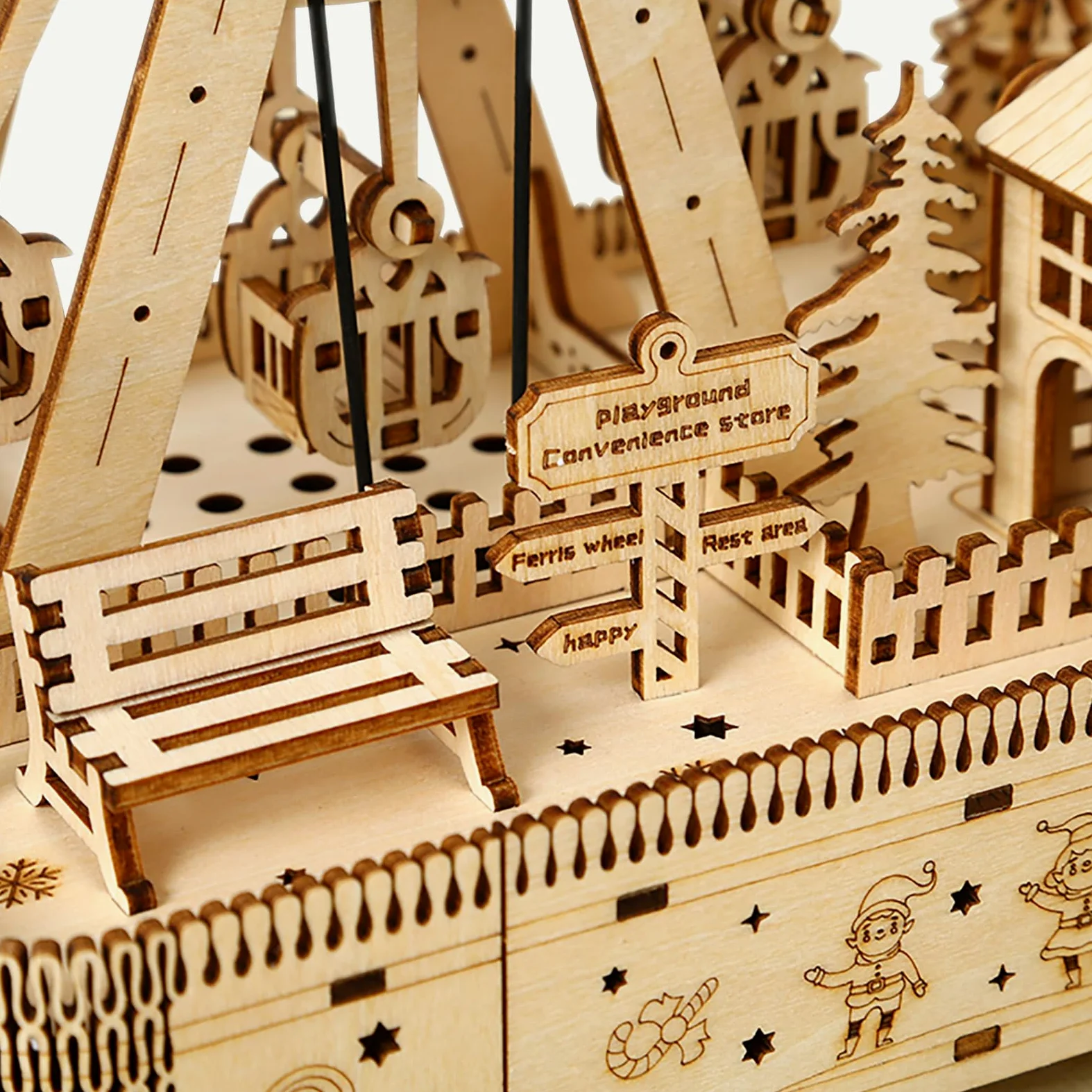 Cuteefun Modellini in Legno da Costruire, Ruota Panoramica Meccanica con Musica, Costruzioni Legno Adulti, Puzzle in Legno 3D Fai Da Te, Idea Regalo per Ragazzi Ragazze Uomini e Donne