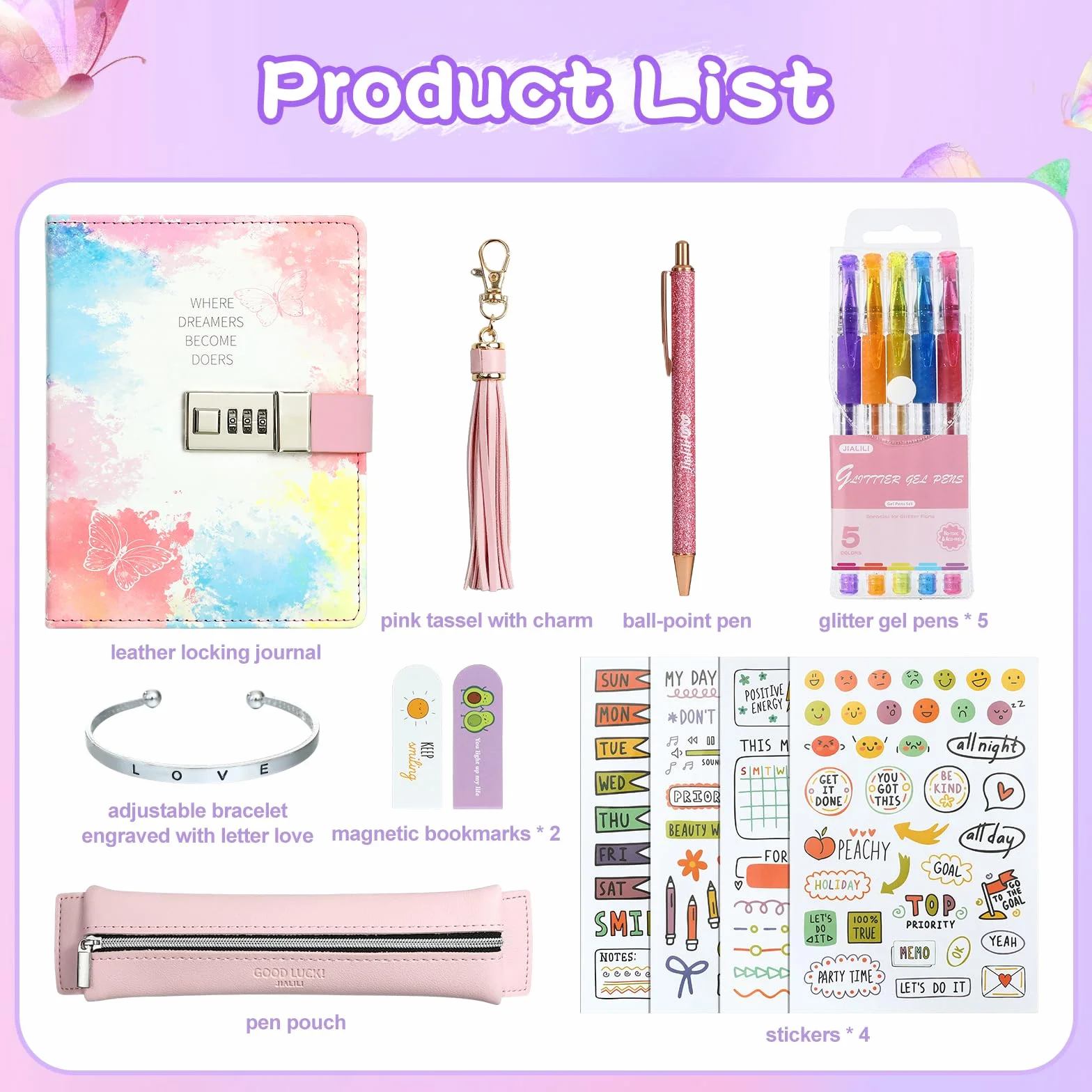 JIALILI Diario con lucchetto per ragazze di età 8-12 anni, diario per bambini con serratura, kit per notebook con password per ragazze adolescenti, diario segreto di 256 pagine, regalo di compleanno