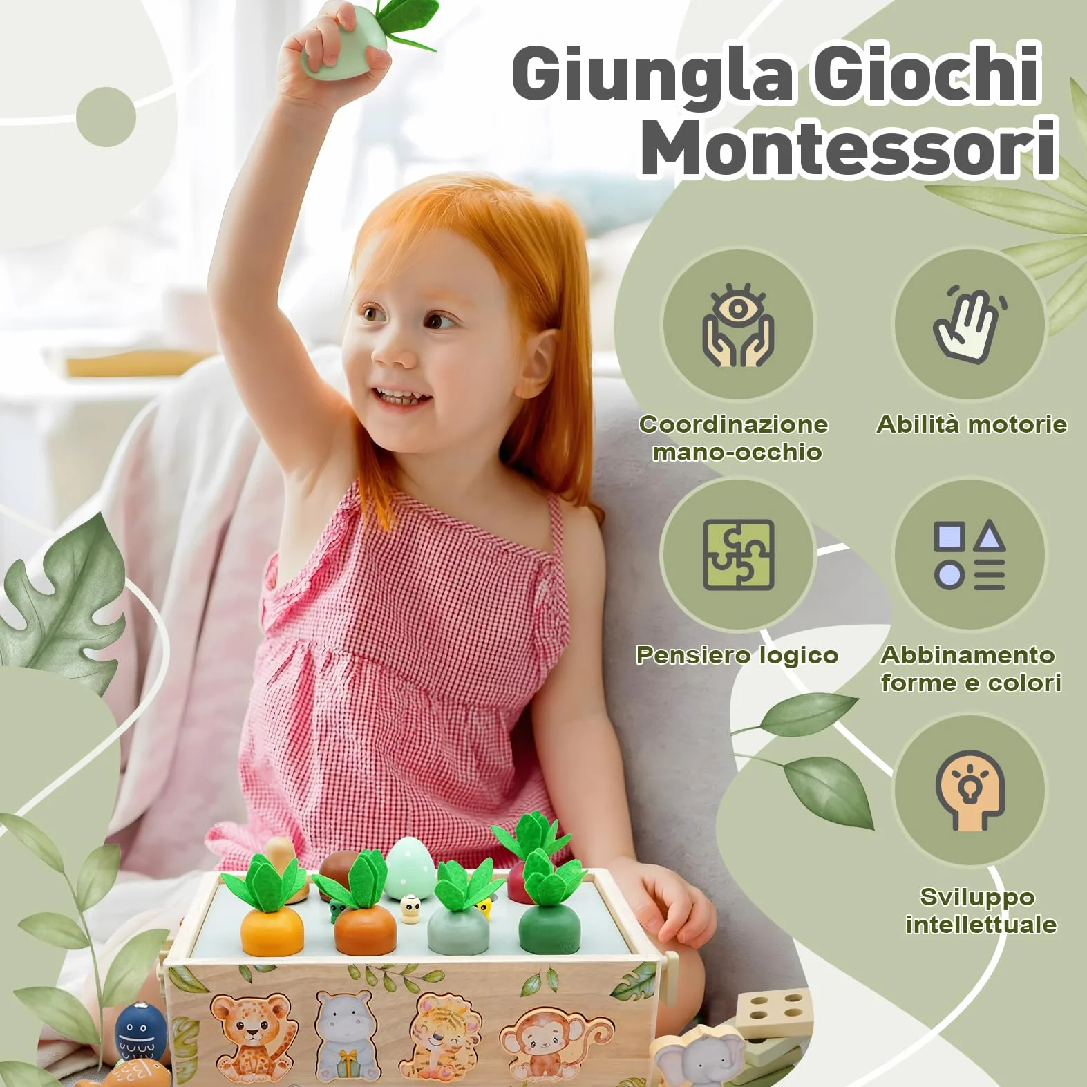 Giochi Montessori 1 2 3 Anni, 9 in 1 Giochi di Legno per Bambini 1 Anno, Giocattoli Bambini 123 Anni Montessori Maschio Femmina, Giochi Educativi 1 2 3 Anni Legno, Regalo Bambino Bambina