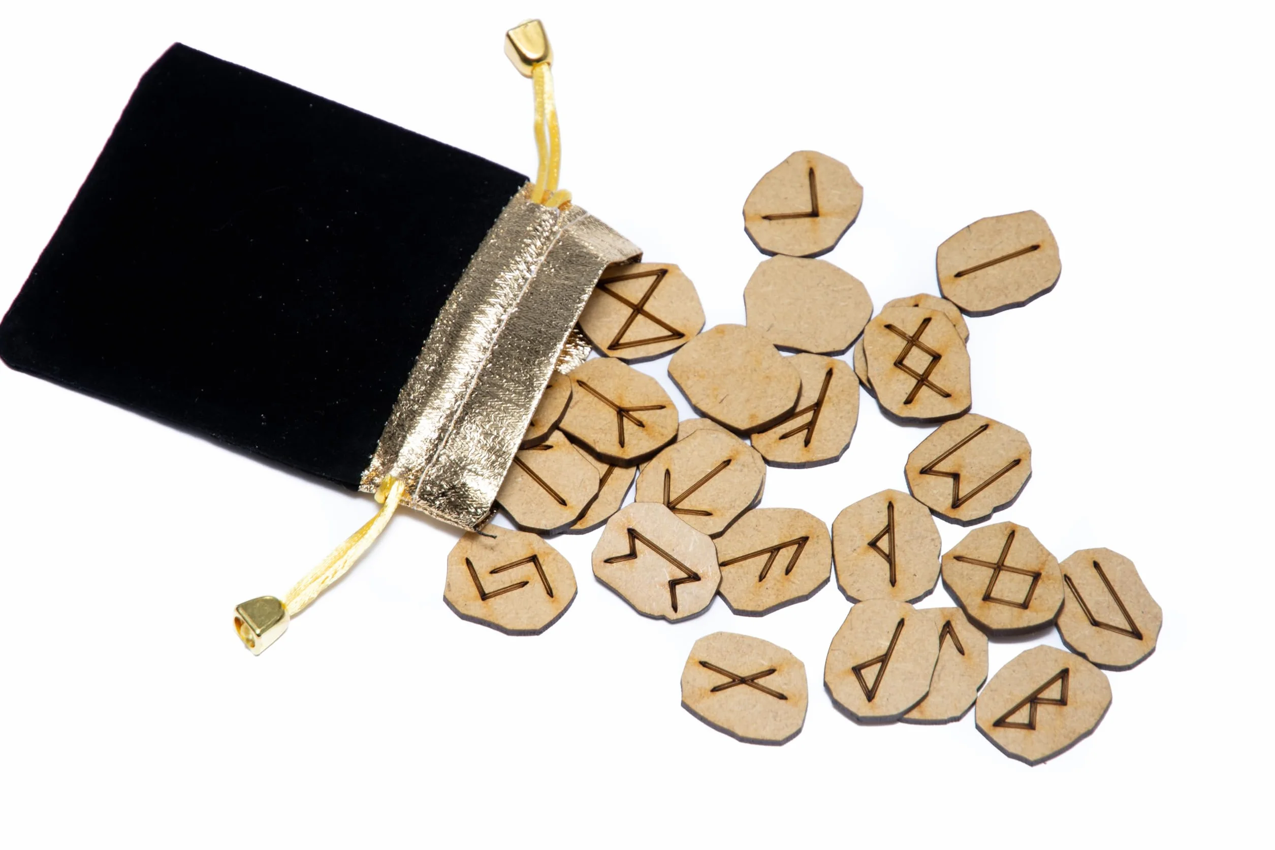 Rune Pietra celtiche Stone Set Borsa con Layout