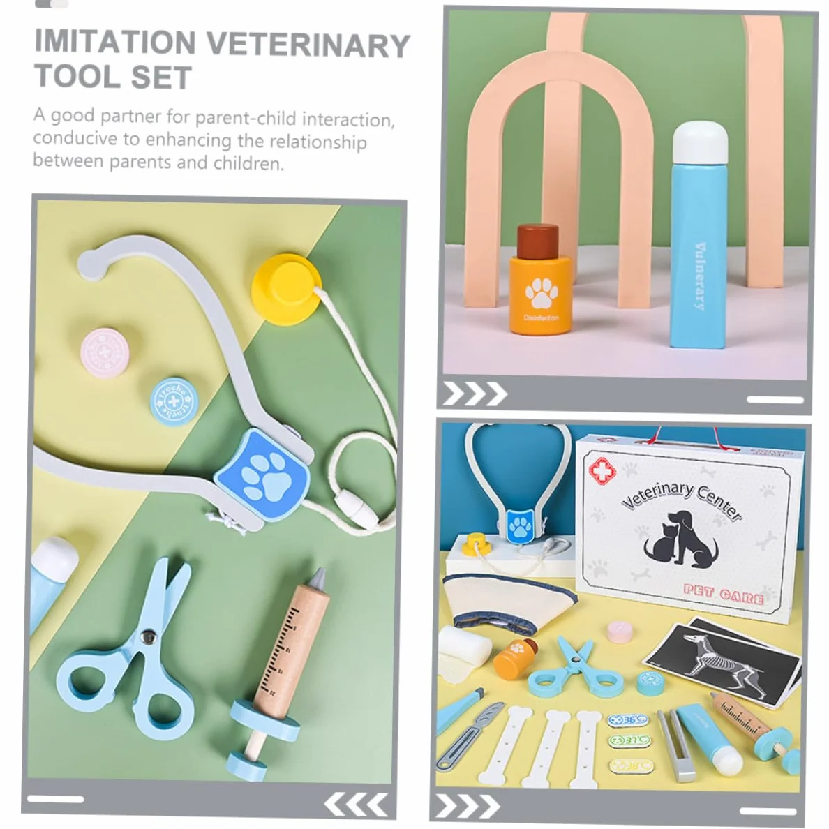 Hemobllo Set Gioco Medico in Legno per Ragazzo Ragazza, Kit Veterinario Sicuro e Funzionale, per Compleanni e Gioco di Ruolo Educativo per Ragazze e Ragazzi