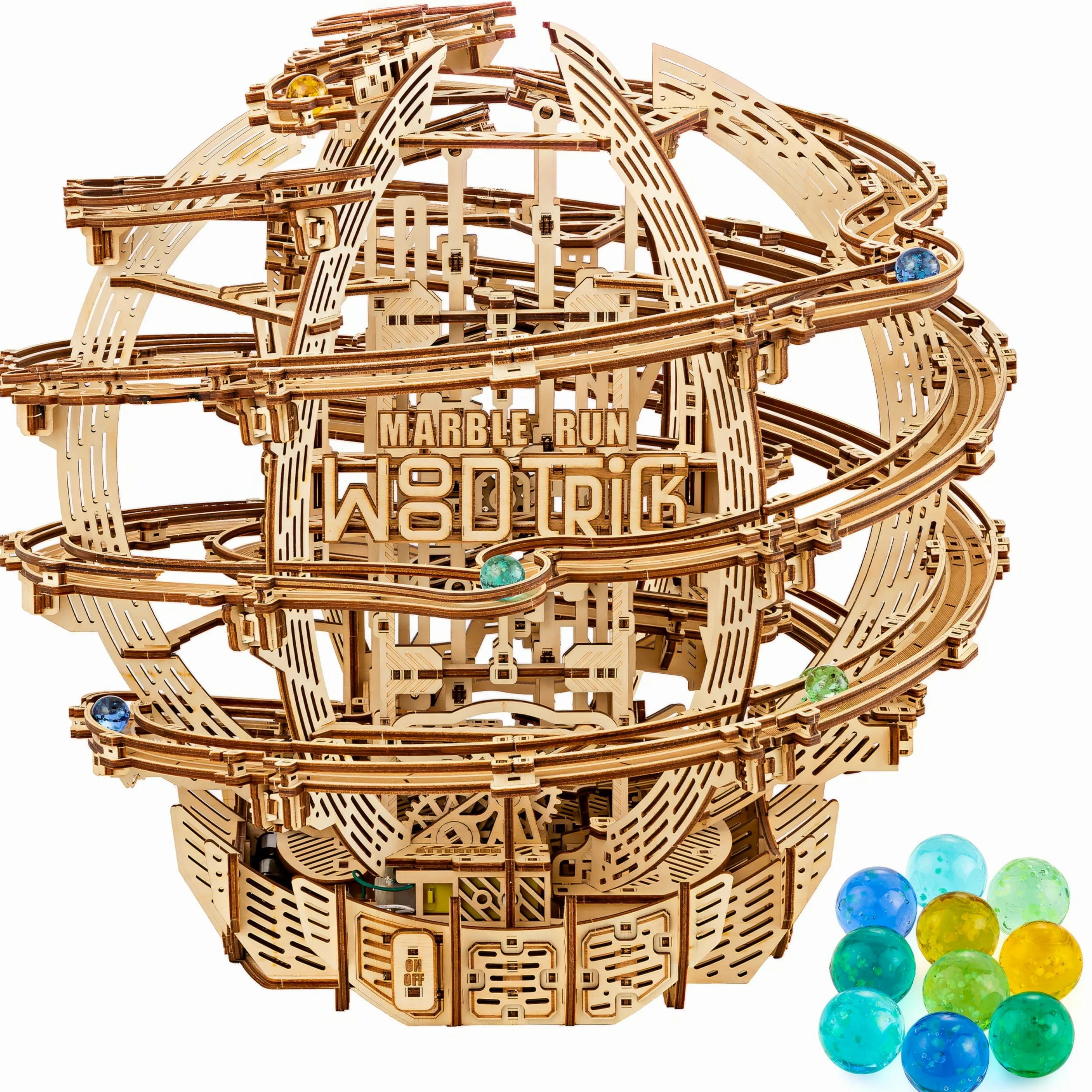 Wood Trick Gravity Marble Puzzle 3D di Legno per Adulti da Costruire | [773 Pezzi] Labirinto di Biglie Motorizzato Elettrico - Kit di Montaggio Meccanico in Legno DIY per Adulti