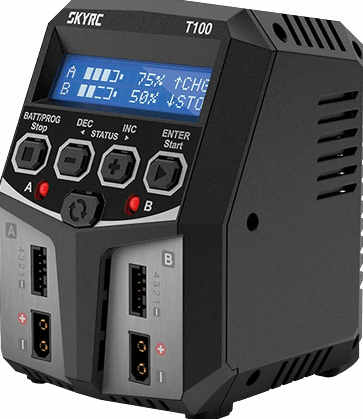 Caricatore doppio Lipo balance, SKYRC T100 professionale 100W 5A bilanciato AC due canale XT60 caricabatterie/scaricatore per 2S 3S 4S Life LiHV Li ion, 6S 7S 8S NiCd NiMH Pb AGM (6V/12V) timer