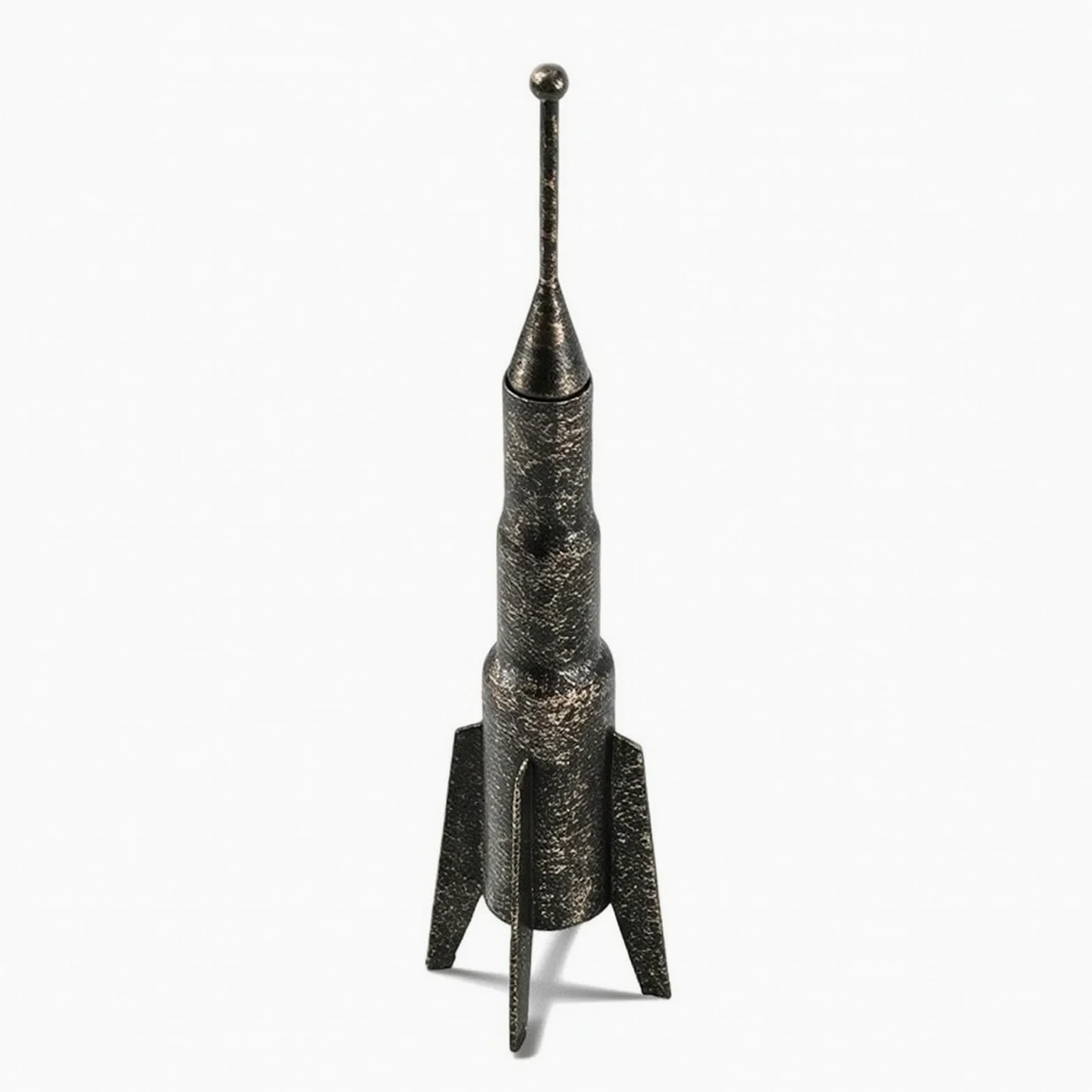 Figurina Spaziale per Bambini Statuetta Astronave Mini Decorazione Modello da Appoggio in Metallo Stile d'Epoca con Punta Affusolata E Asta Antenna, 90 90 350mm
