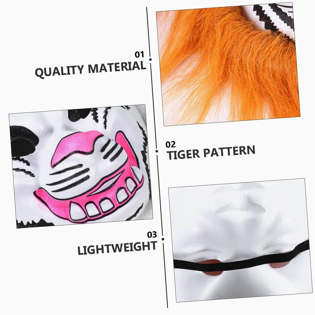ibasenice 12pezzi Maschere Tiger Plush Per Adulti e Ragazzo Ragazza Accessori Per Costume Unisex Per Halloween e Feste Stile Casual