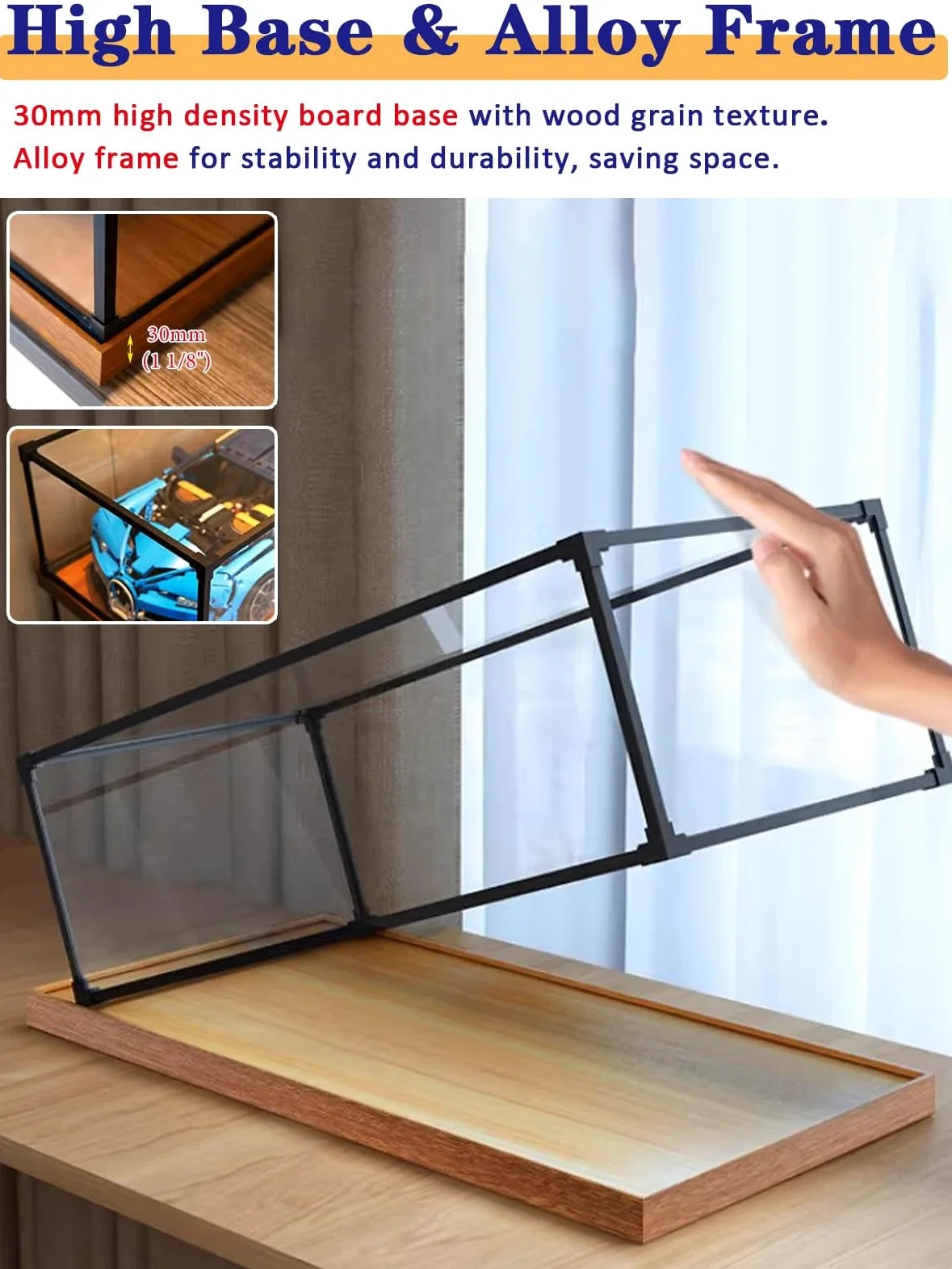 Vetrinetta Espositiva Vetrina In Acrilico per Giocattoli, Scatola Antipolvere, Contenitori Trasparenti con Struttura In Lega Nera, Base In Legno per Oggetti da Collezione(50x50x60cm(20"x20"x24"))