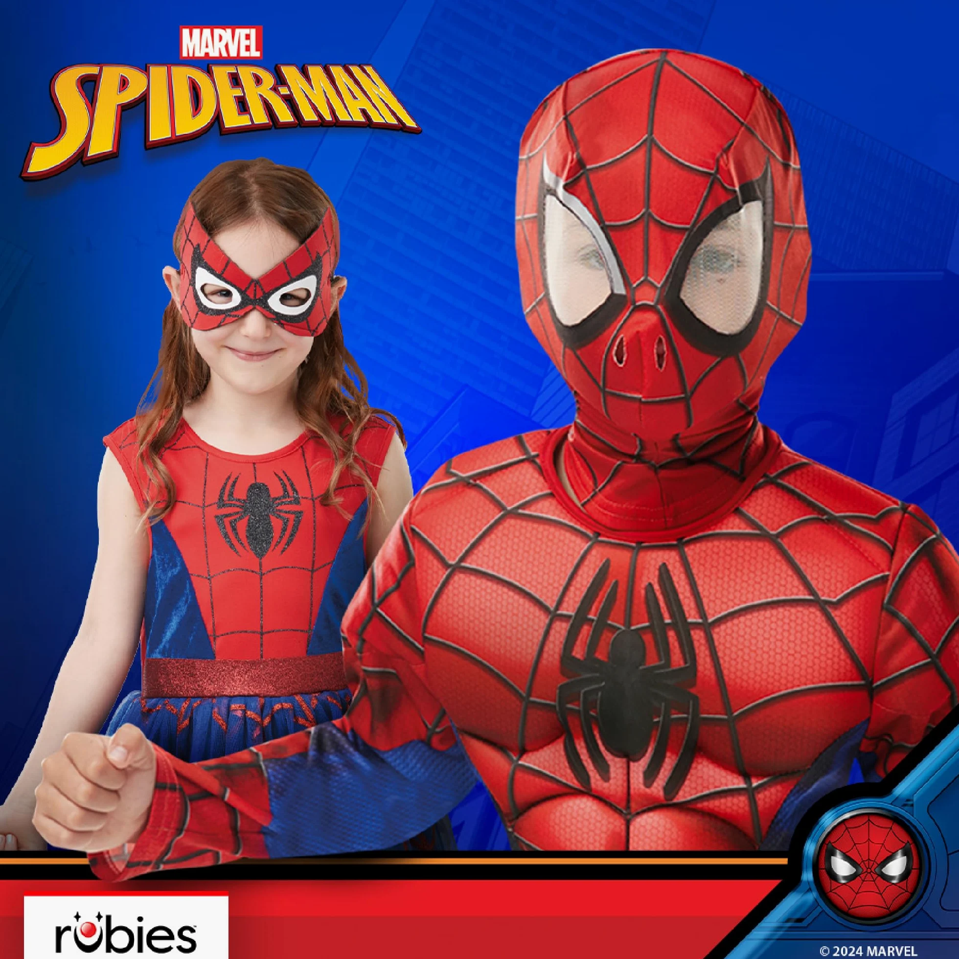Rubies Costume ufficiale Marvel Spider-Man Deluxe imbottito per bambini, costume da supereroe per bambini, età 5-6 anni, Halloween