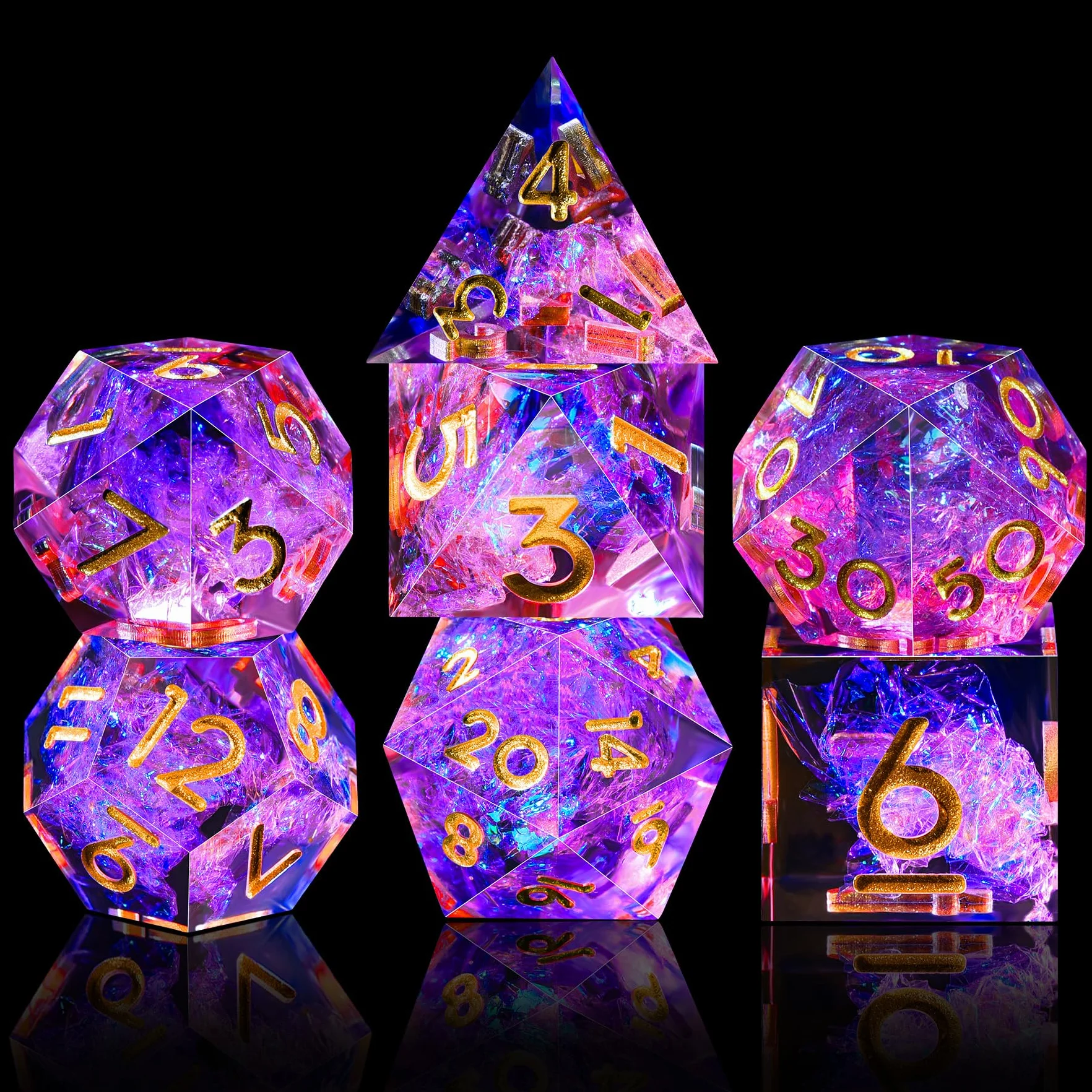 SIQUK 7 Pezzi Dadi Poliedrici Dadi da Gioco Polyhedral Dadi 7-Die DND Dice Set D4 D6 D8 D10 D12 D20 D% per DND RPG MTG Dungeon and Dragons, Pesca & Blu